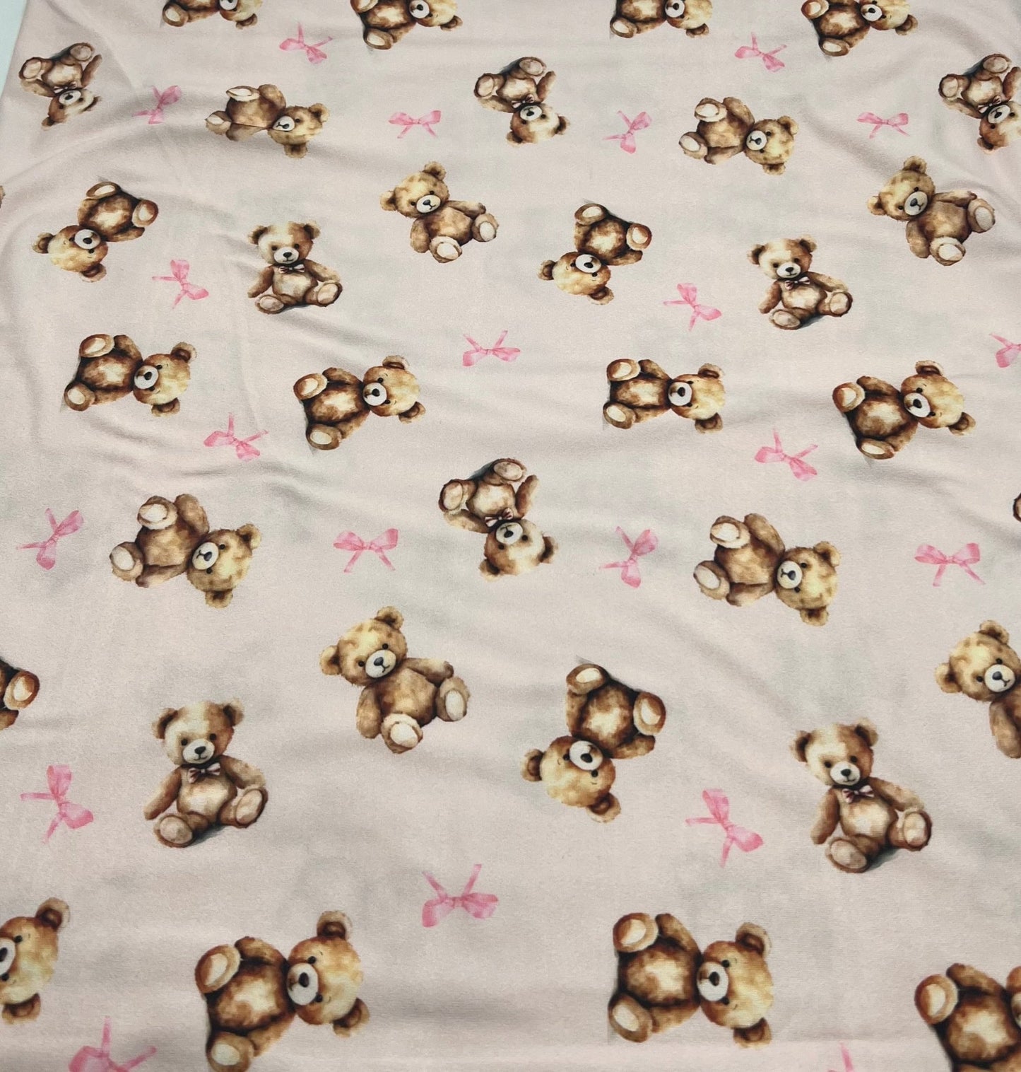 Pink Teddy Super Soft Print Spun Poly Stretch Fabric - T9 Fabrics