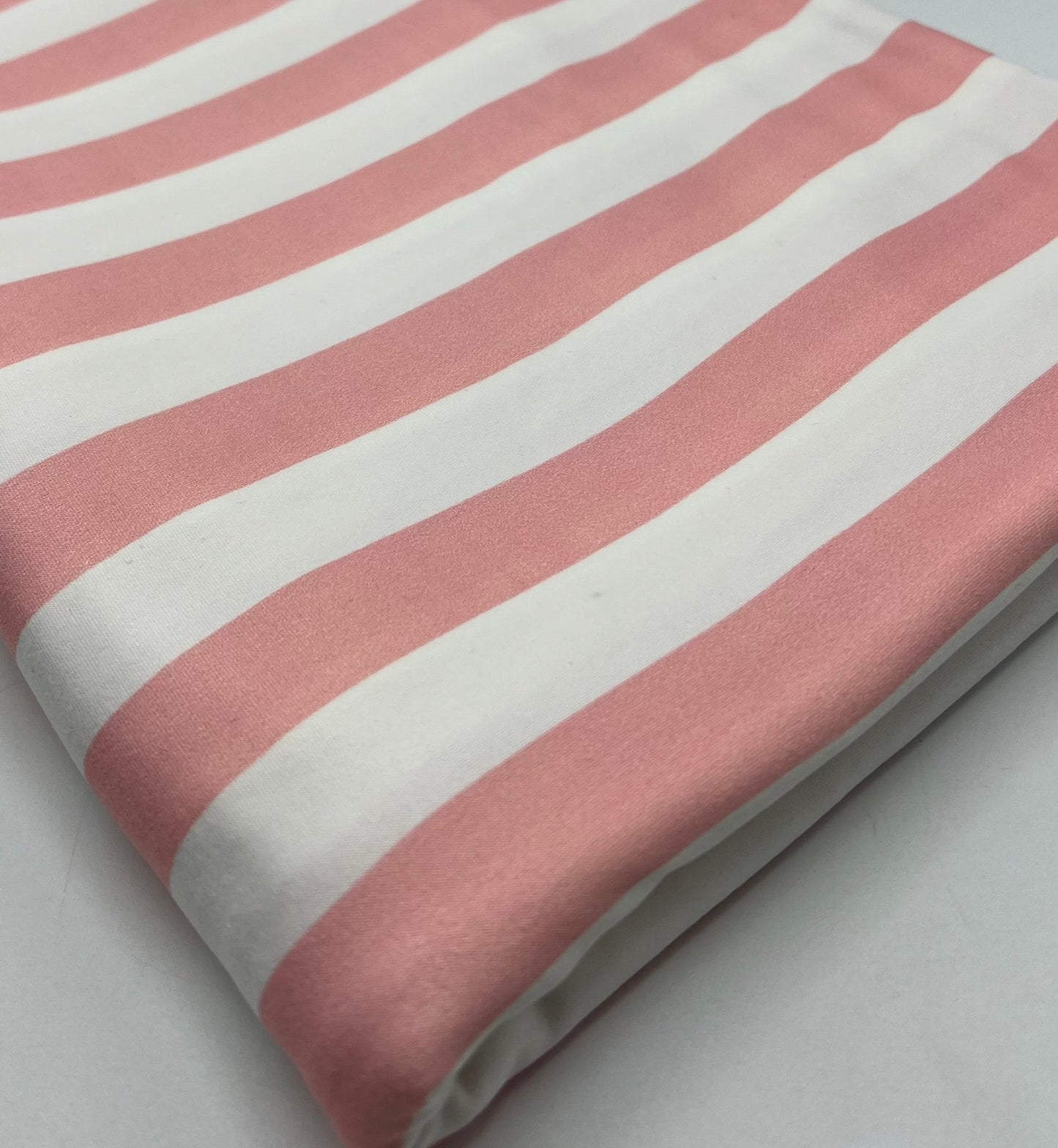 Pink White Stripe Super Soft Print Spun Poly Stretch Fabric - T9 Fabrics