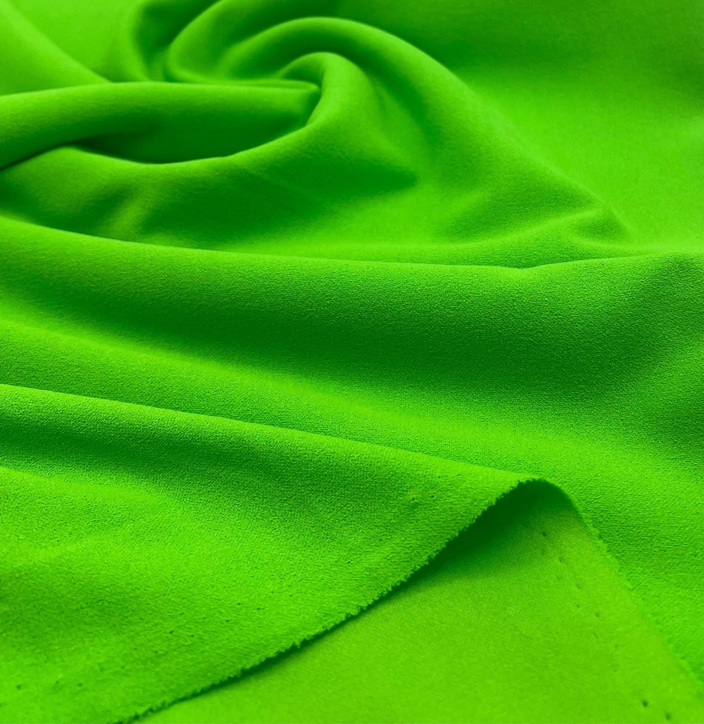 Plain Bright Green Scuba Crepe Stretch Jersey Fabric 4 Way Stretch - T9 Fabrics