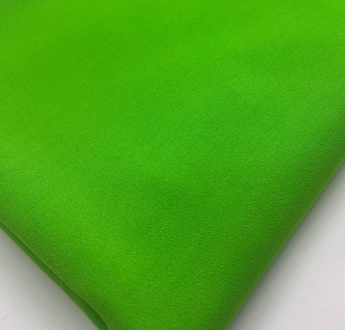 Plain Bright Green Scuba Crepe Stretch Jersey Fabric 4 Way Stretch - T9 Fabrics