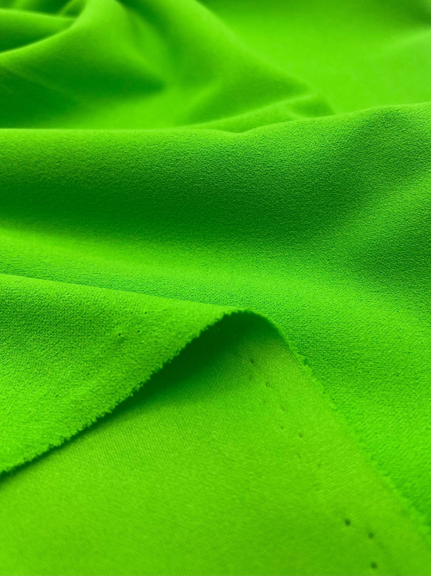 Plain Bright Green Scuba Crepe Stretch Jersey Fabric 4 Way Stretch - T9 Fabrics