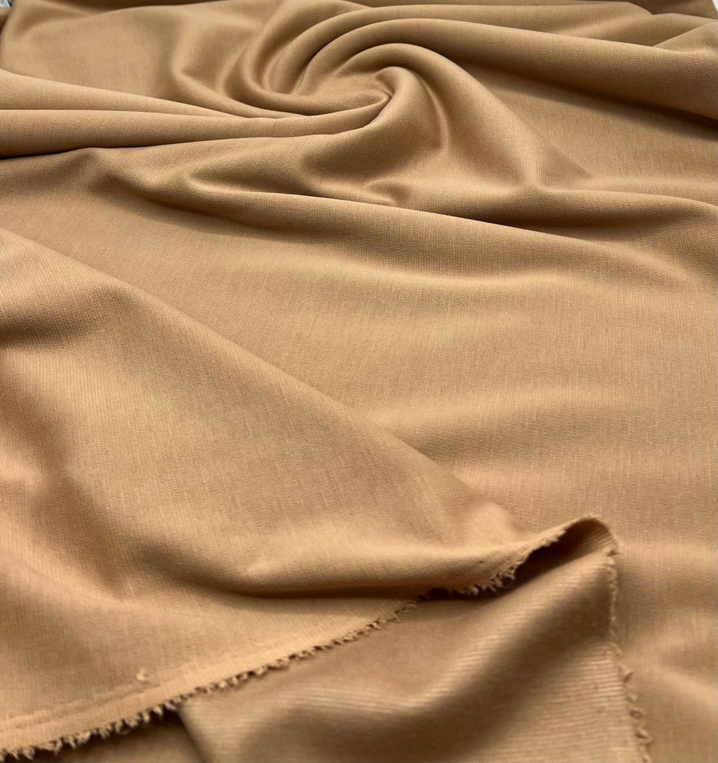 Plain Camel Tan Ponte 2 Way Stretch Fabric - T9 Fabrics