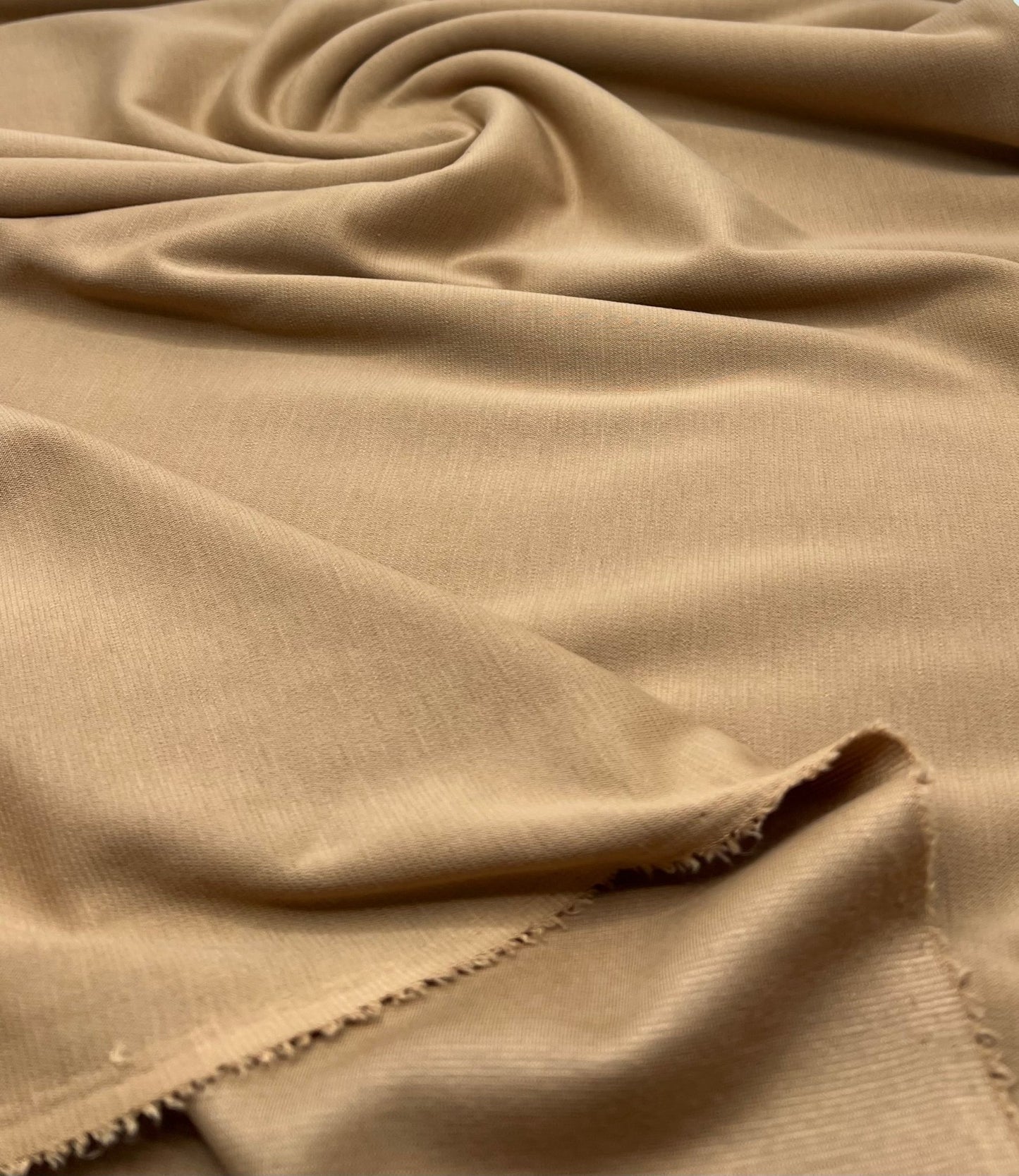 Plain Camel Tan Ponte 2 Way Stretch Fabric - T9 Fabrics