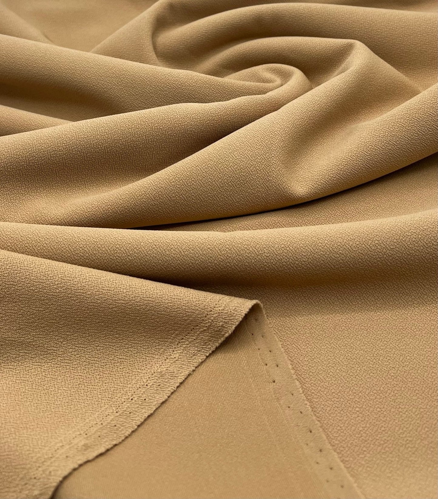 Plain Light Camel Scuba Crepe Stretch Jersey Fabric 4 Way Stretch - T9 Fabrics