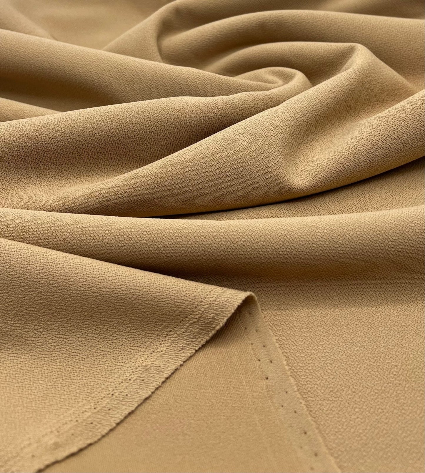 Plain Light Camel Scuba Crepe Stretch Jersey Fabric 4 Way Stretch - T9 Fabrics
