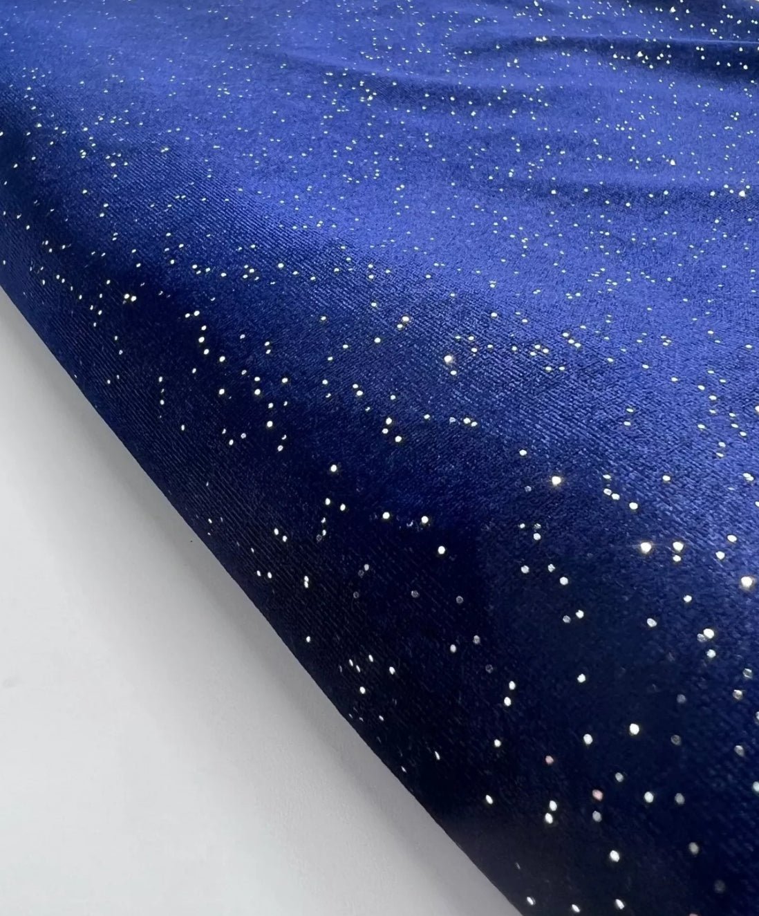 Plain Navy Sparkle Glitter Velour Fabric - T9 Fabrics
