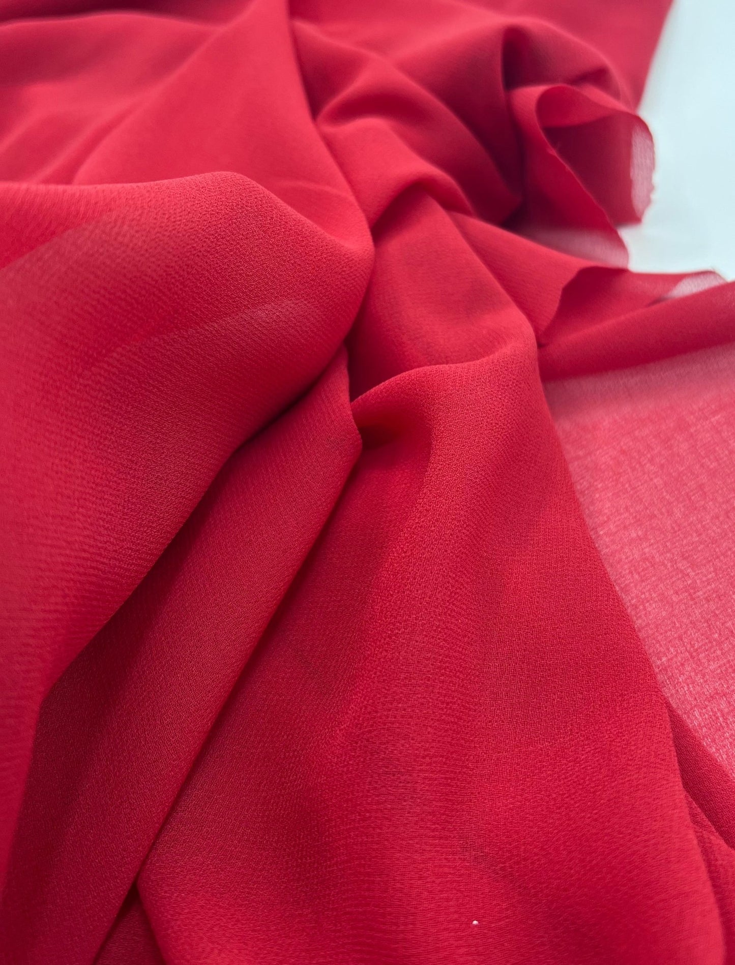 Plain Red Chiffon Fabric - T9 Fabrics