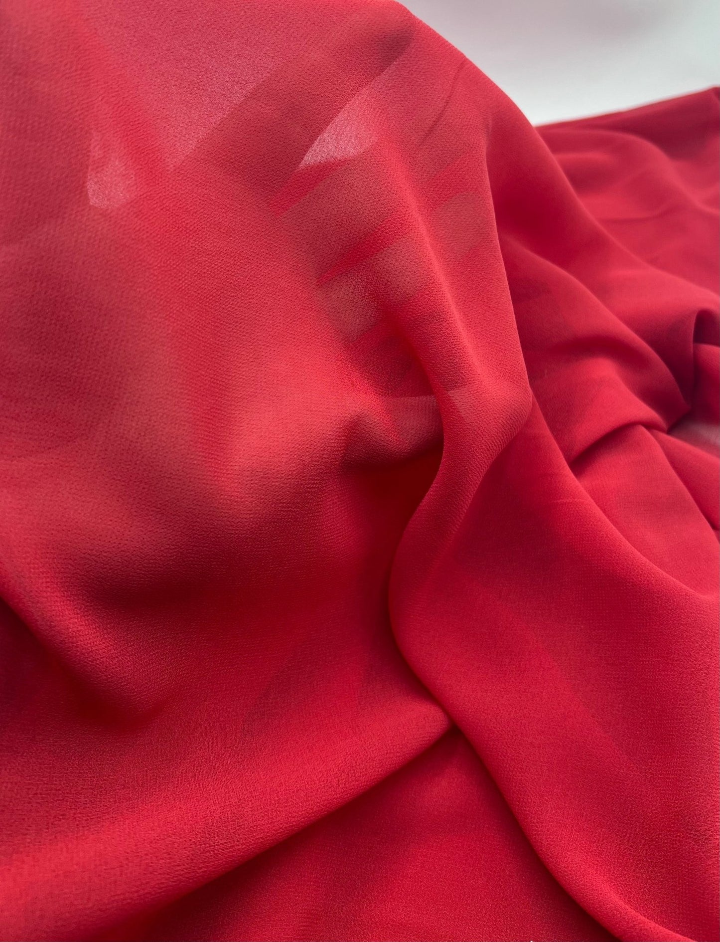 Plain Red Chiffon Fabric - T9 Fabrics