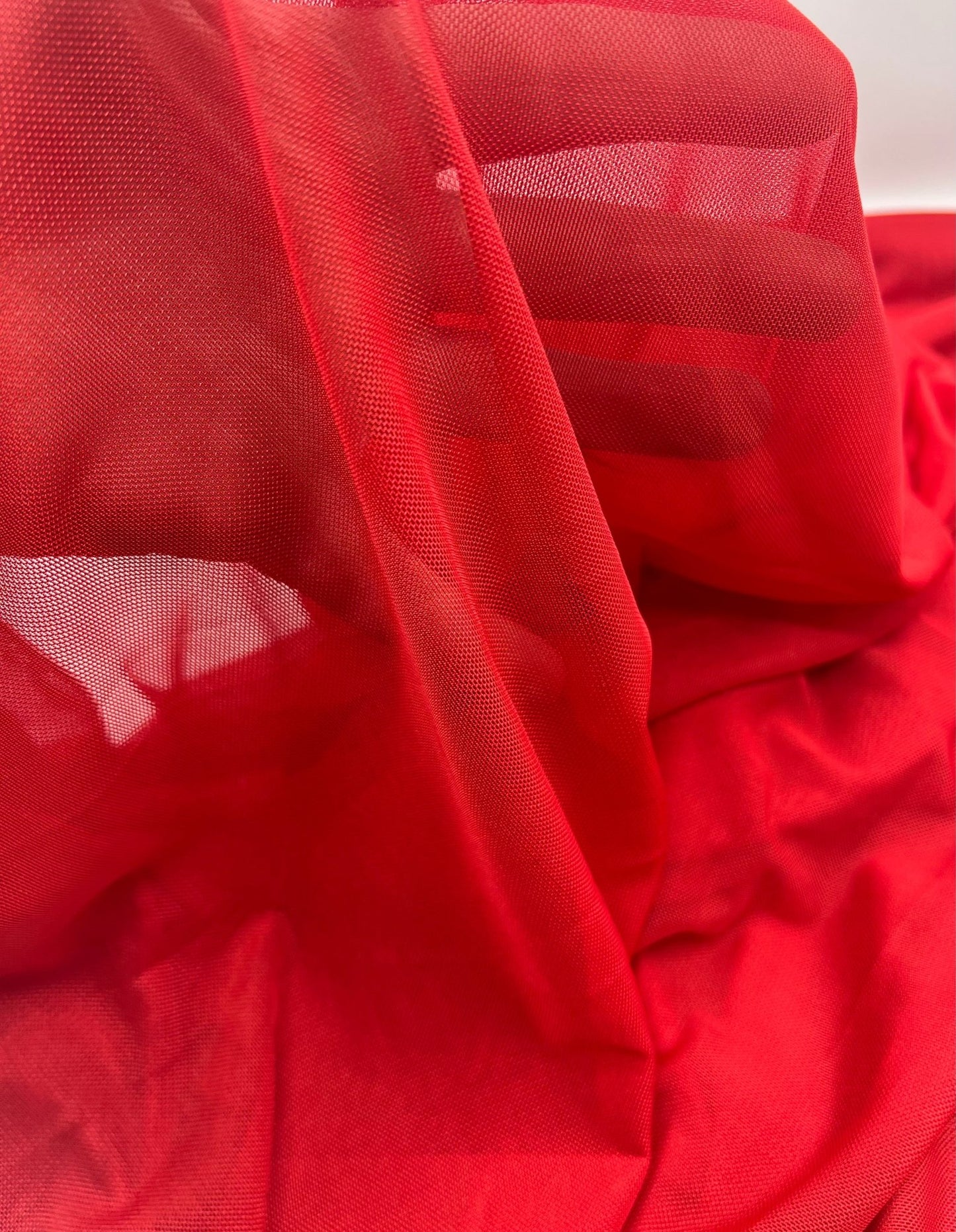 Plain Red Mesh Fabric Stretch - T9 Fabrics