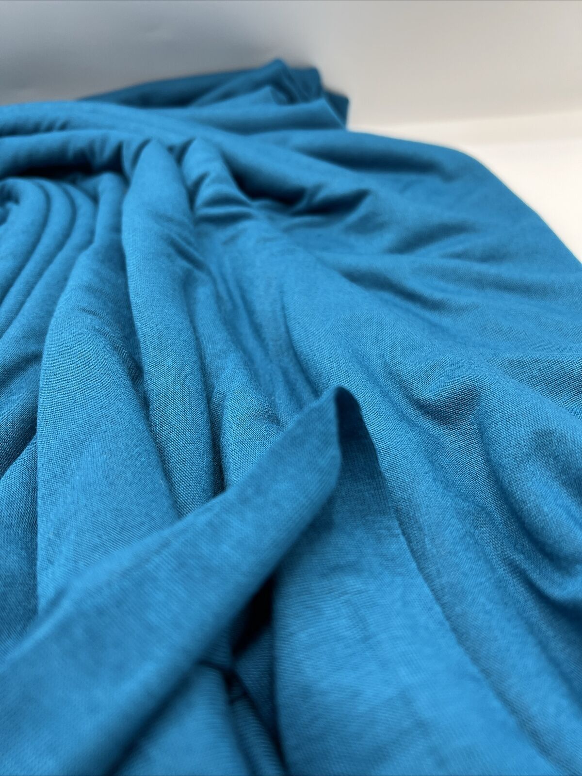 Plain Teal Blue Viscose Elastane Fabric 4 Way Stretch Jersey - T9 Fabrics