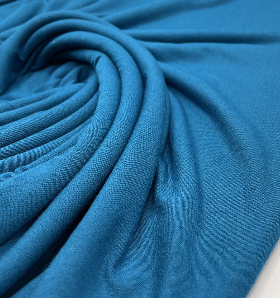 Plain Teal Blue Viscose Elastane Fabric 4 Way Stretch Jersey - T9 Fabrics