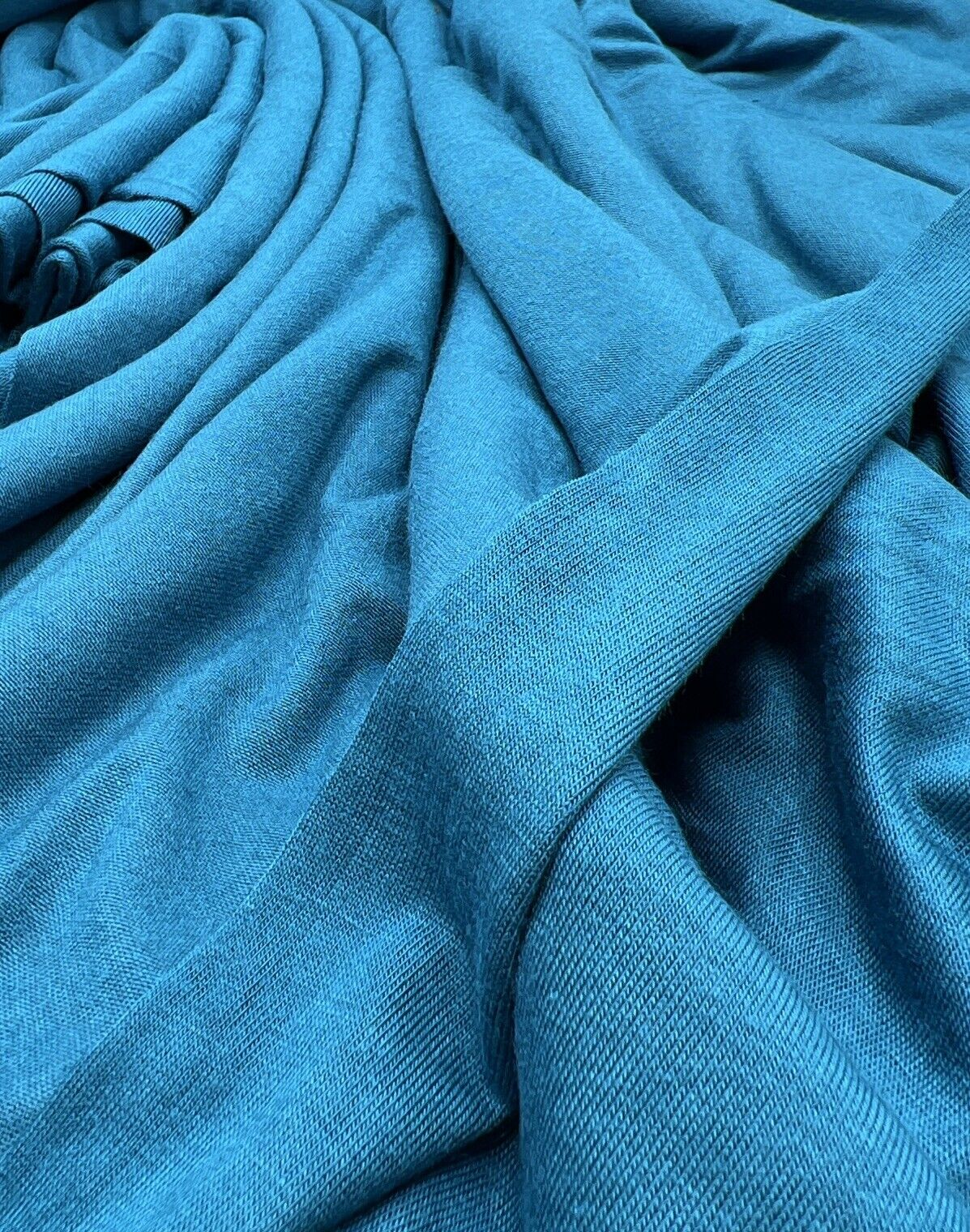 Plain Teal Blue Viscose Elastane Fabric 4 Way Stretch Jersey - T9 Fabrics