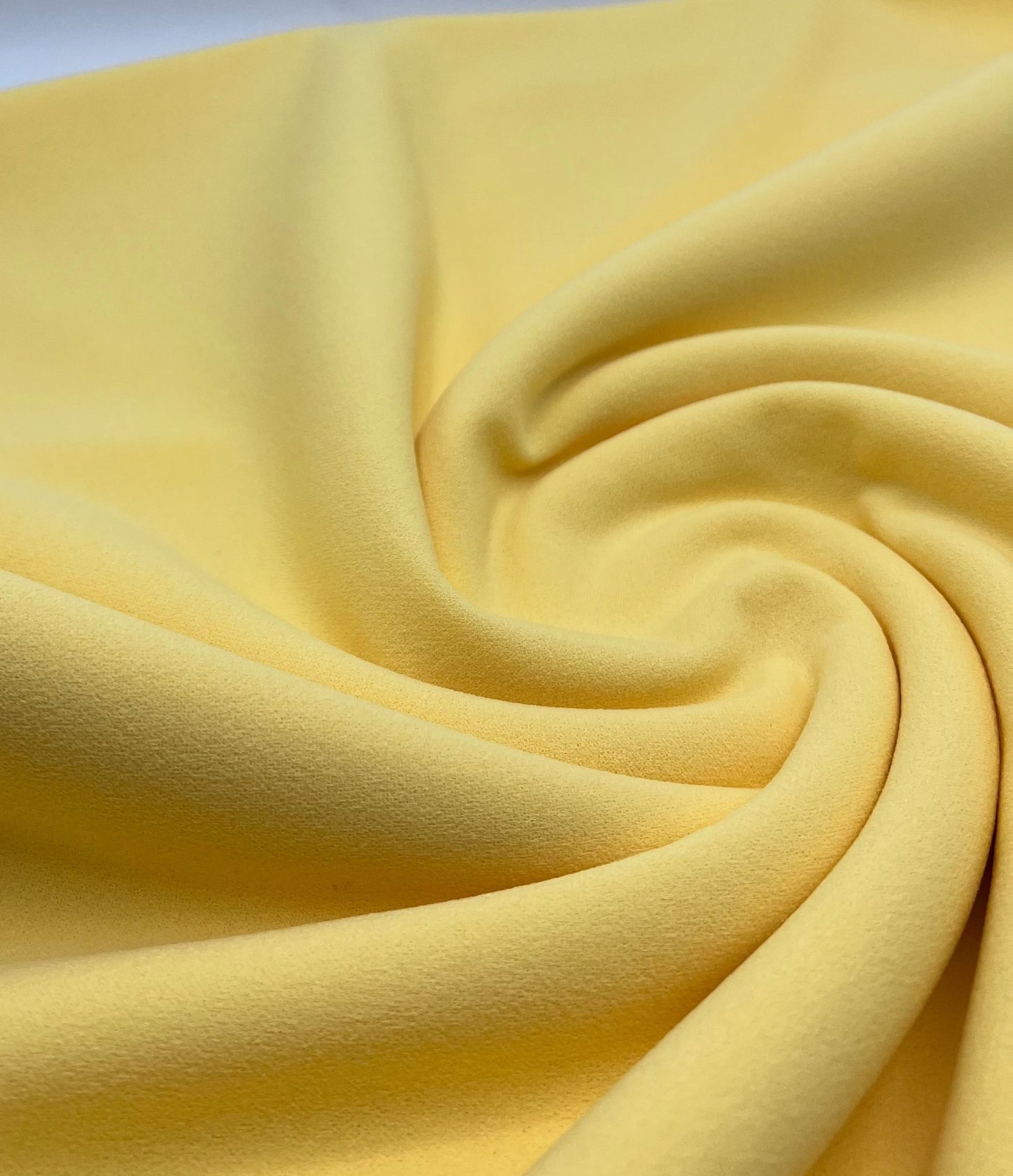 Plain Yellow Lemon Scuba Crepe Stretch Jersey Fabric 4 Way Stretch - T9 Fabrics