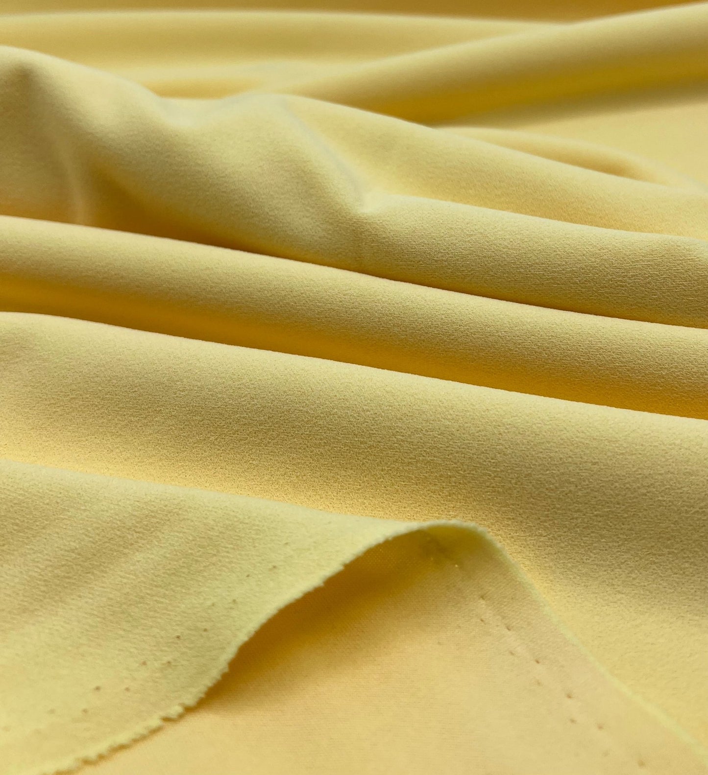 Plain Yellow Lemon Scuba Crepe Stretch Jersey Fabric 4 Way Stretch - T9 Fabrics