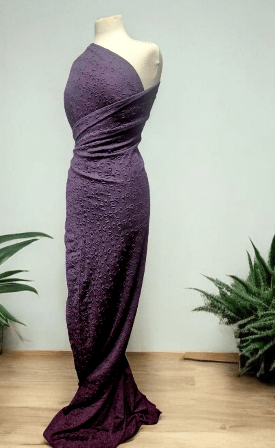Plum Bubble Textured Jacquard Stretch Fabric - T9 Fabrics