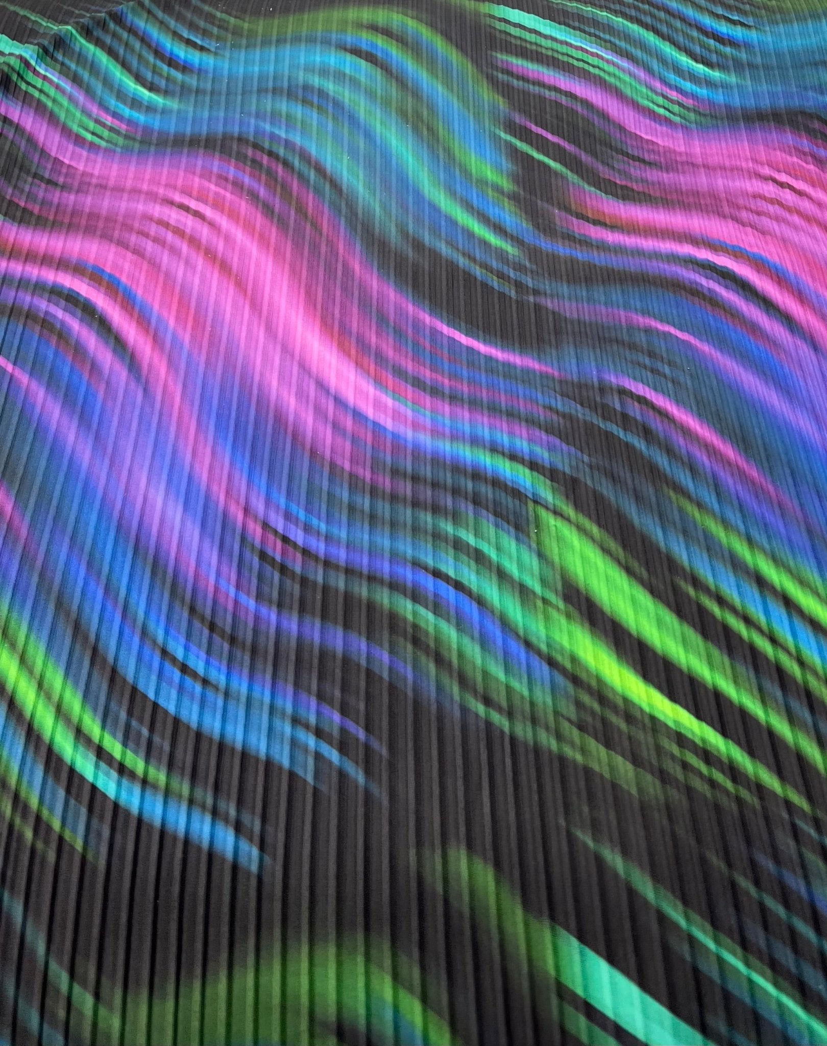 Purple Green Mix Plisse Pleated Stretch Fabric - T9 Fabrics