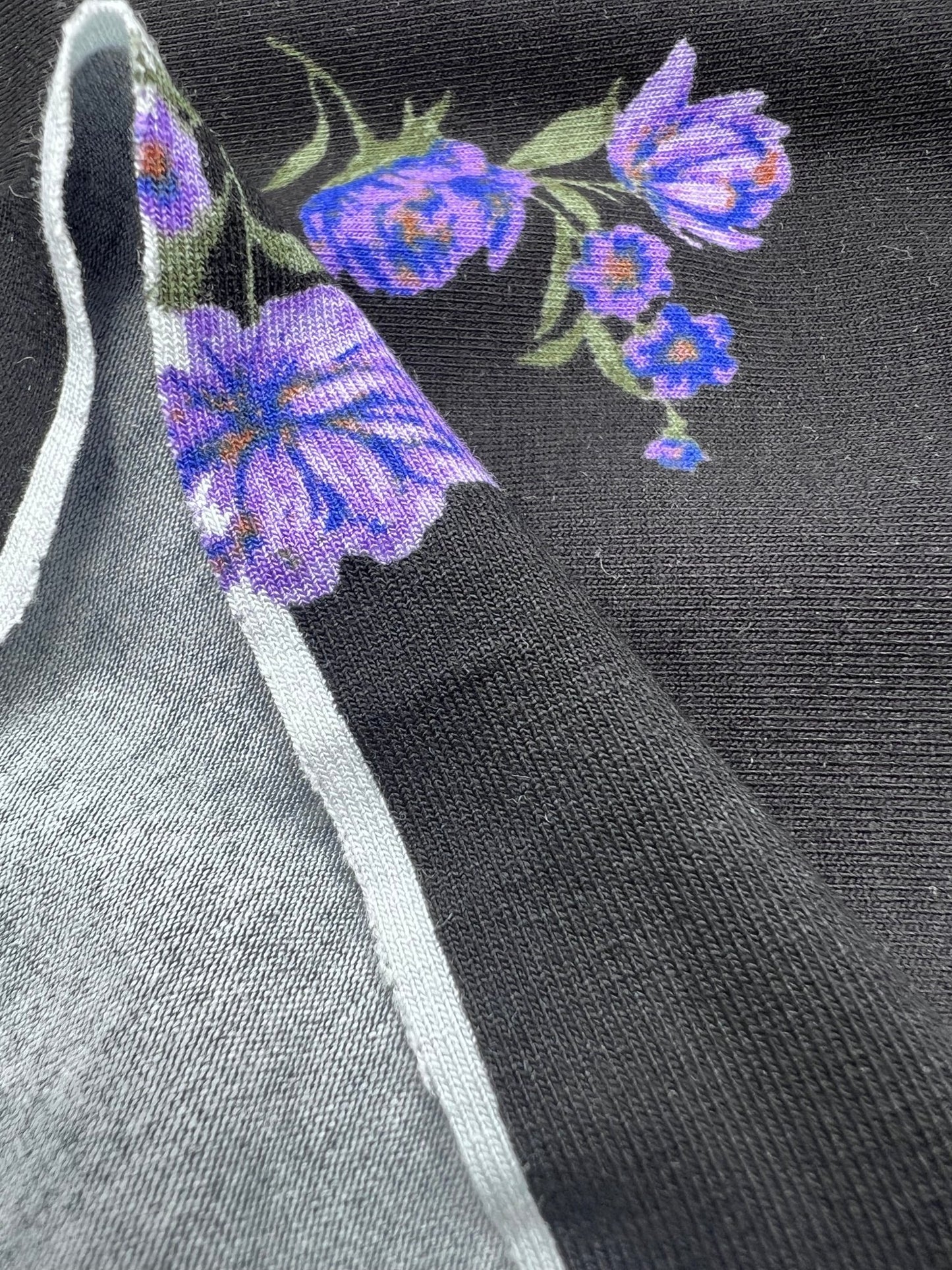 Purple Lilac Floral Print Heavy Viscose Elastane 4 Way Stretch Fabric - T9 Fabrics