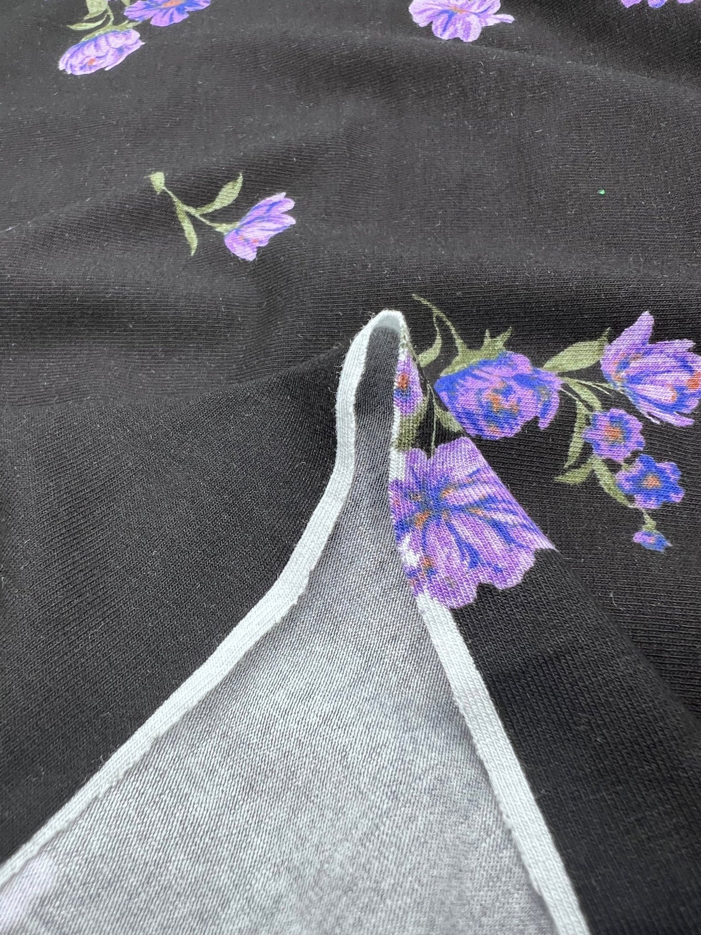 Purple Lilac Floral Print Heavy Viscose Elastane 4 Way Stretch Fabric - T9 Fabrics