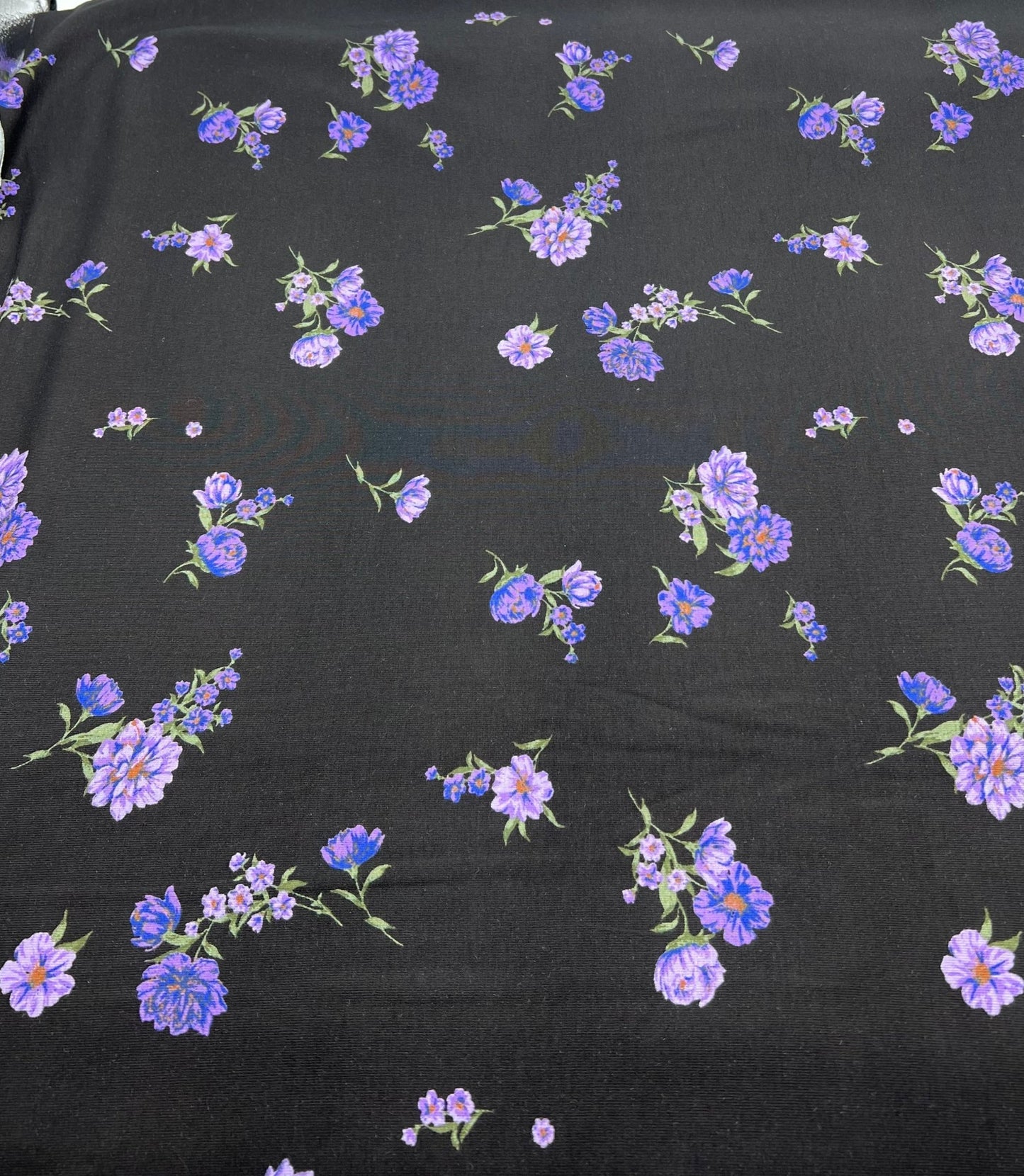 Purple Lilac Floral Print Heavy Viscose Elastane 4 Way Stretch Fabric - T9 Fabrics