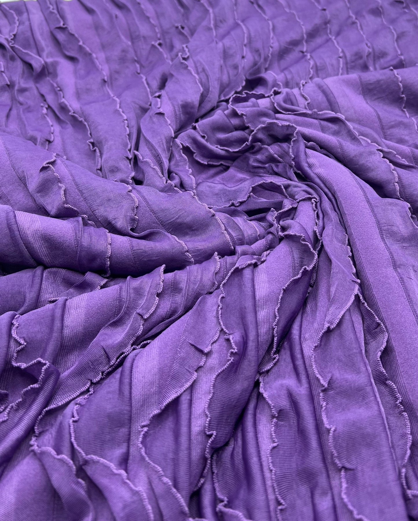 Purple Ruffle Textured 4 Way Stretch Fabric - T9 Fabrics