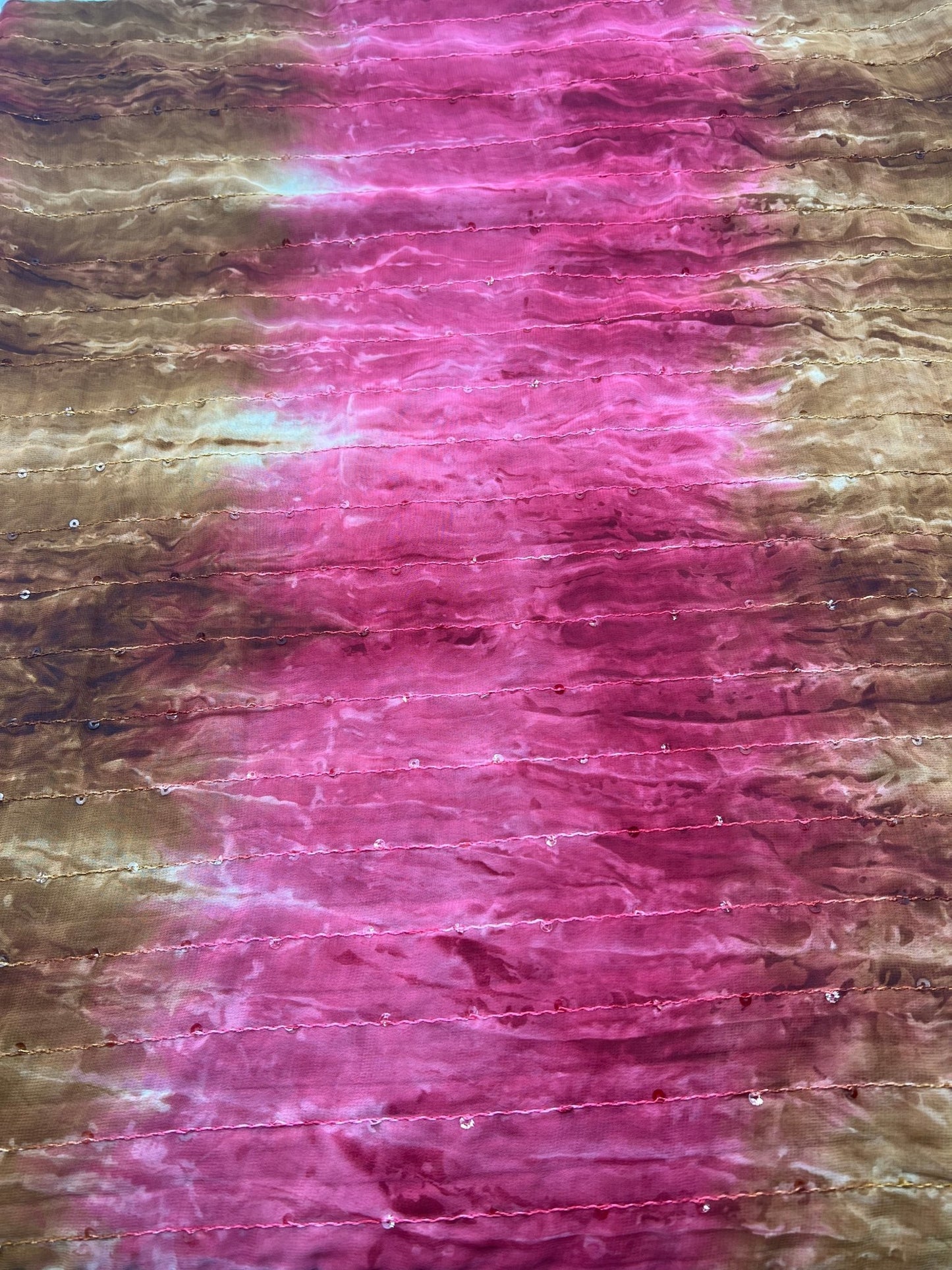 Red Brown Sequin Lightweight Non Stretch Woven Fabric - T9 Fabrics