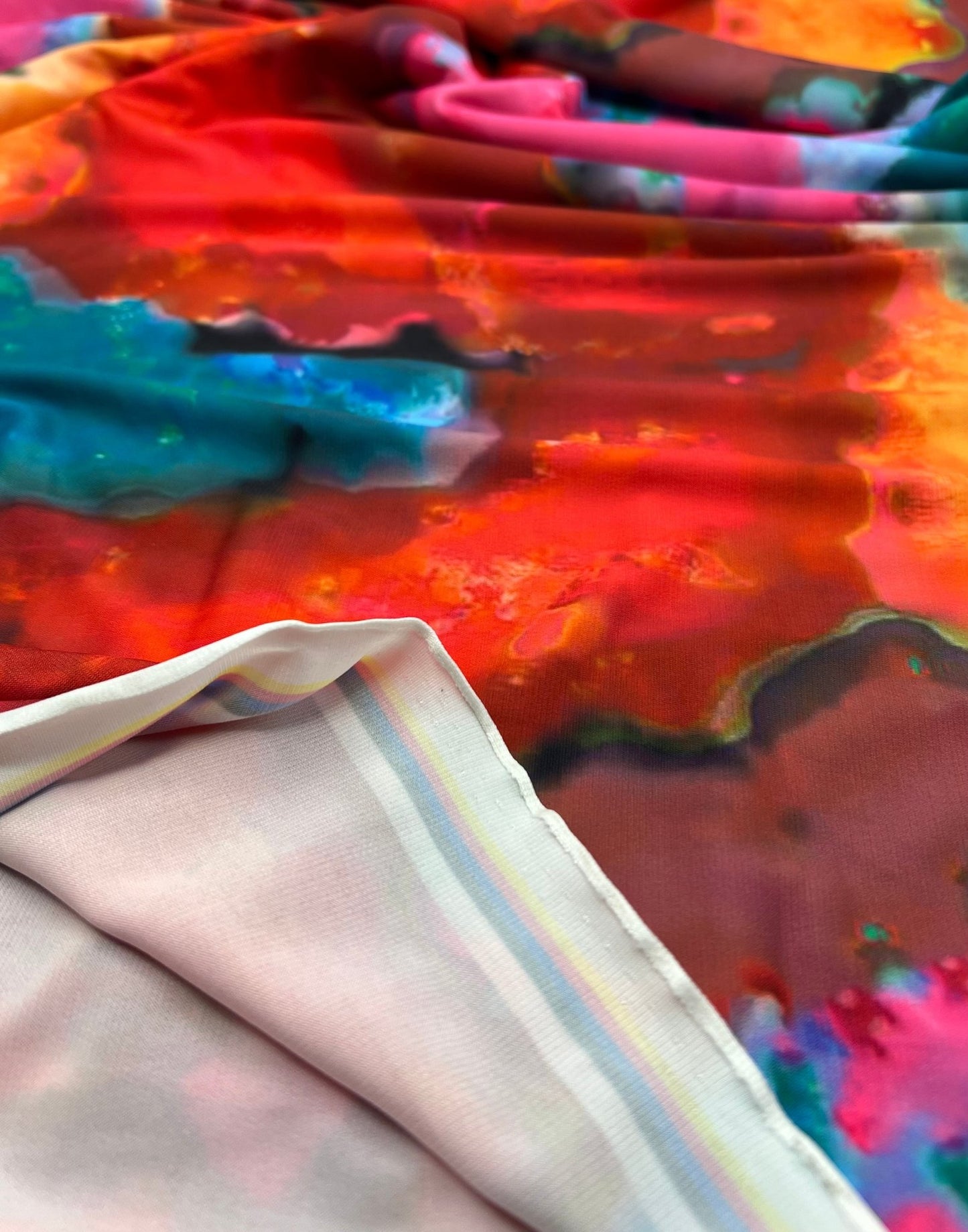 Red Green Orange Mix Print ITY Fabric 4 Way Stretch - T9 Fabrics