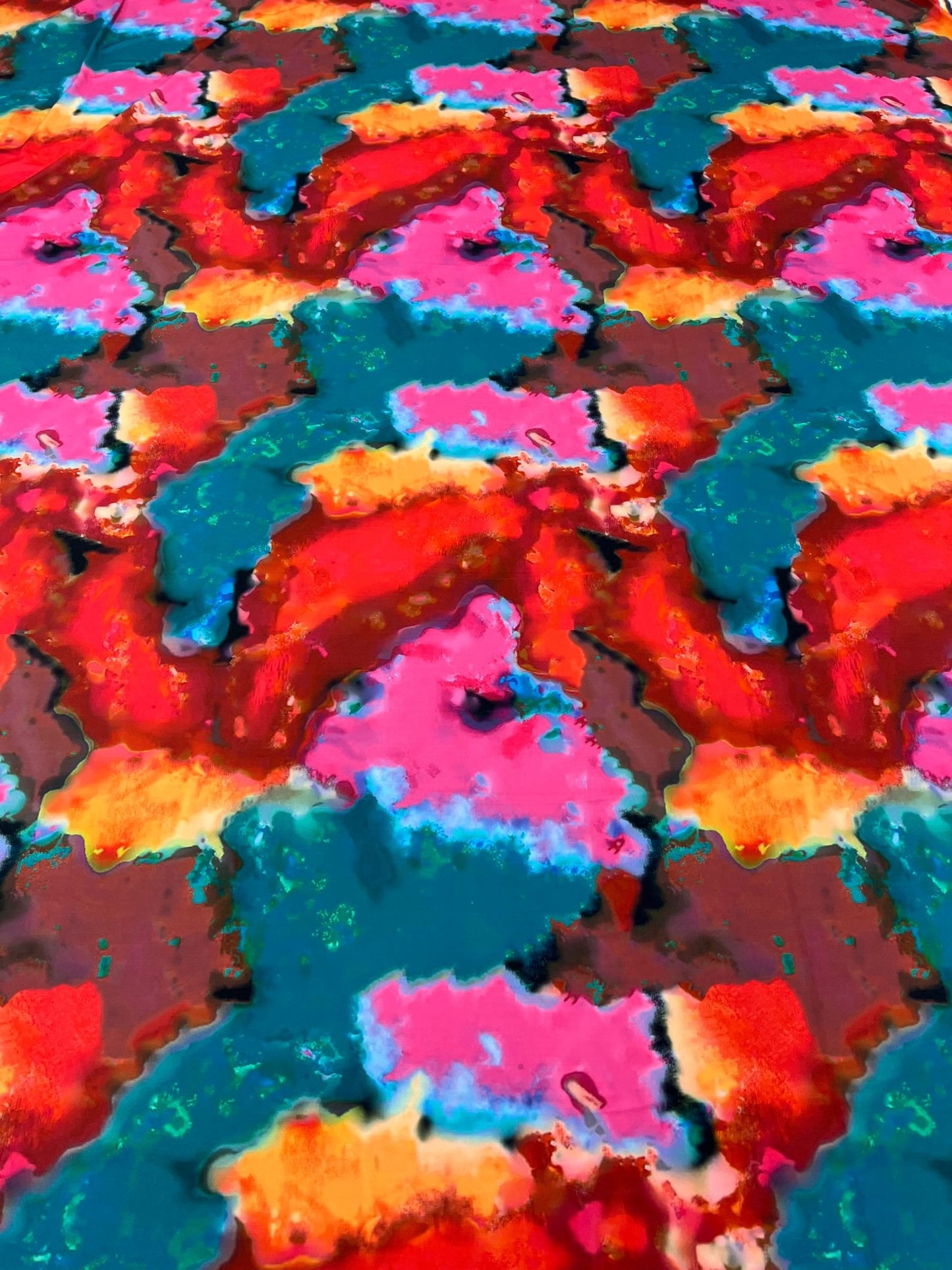 Red Green Orange Mix Print ITY Fabric 4 Way Stretch - T9 Fabrics