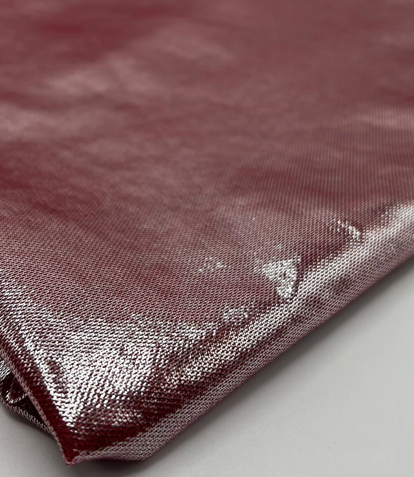 Red Silver Shiny Foil Mesh Fabric Stretch - T9 Fabrics