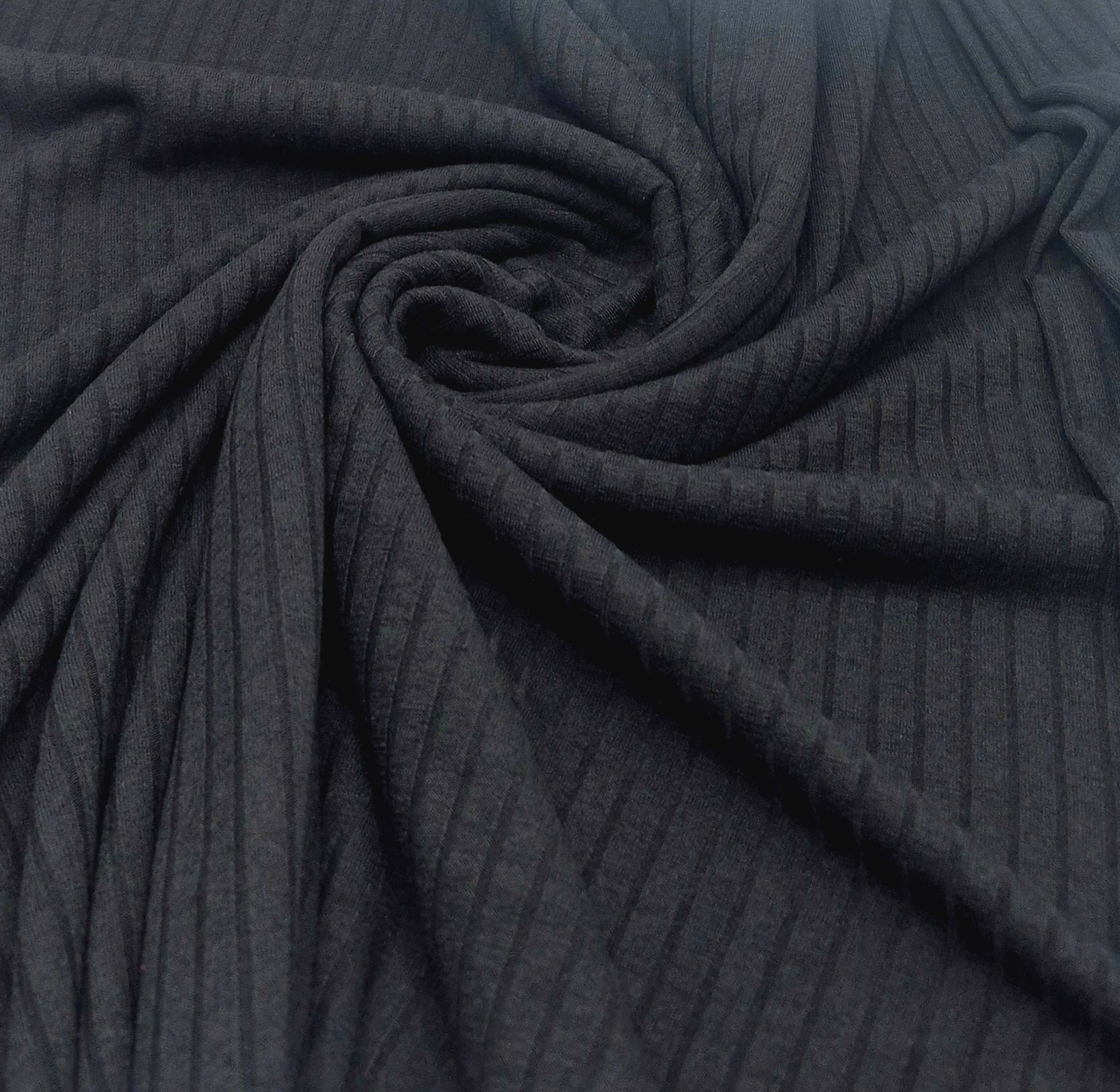Black Lightweight 8x4 Wide Rib Stretch Fabric