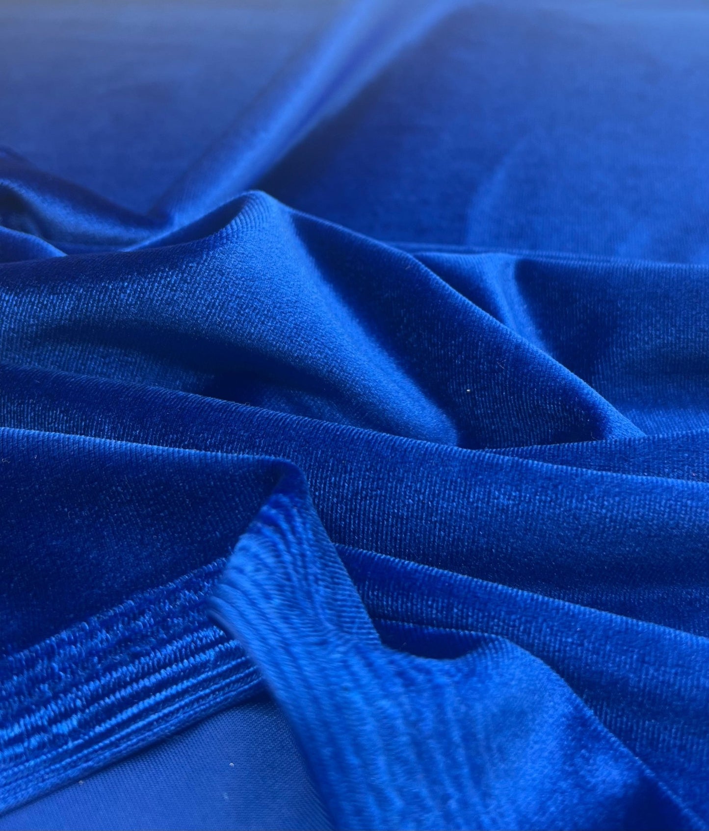 Royal Blue Plain Velour Spandex Stretch Fabric - T9 Fabrics