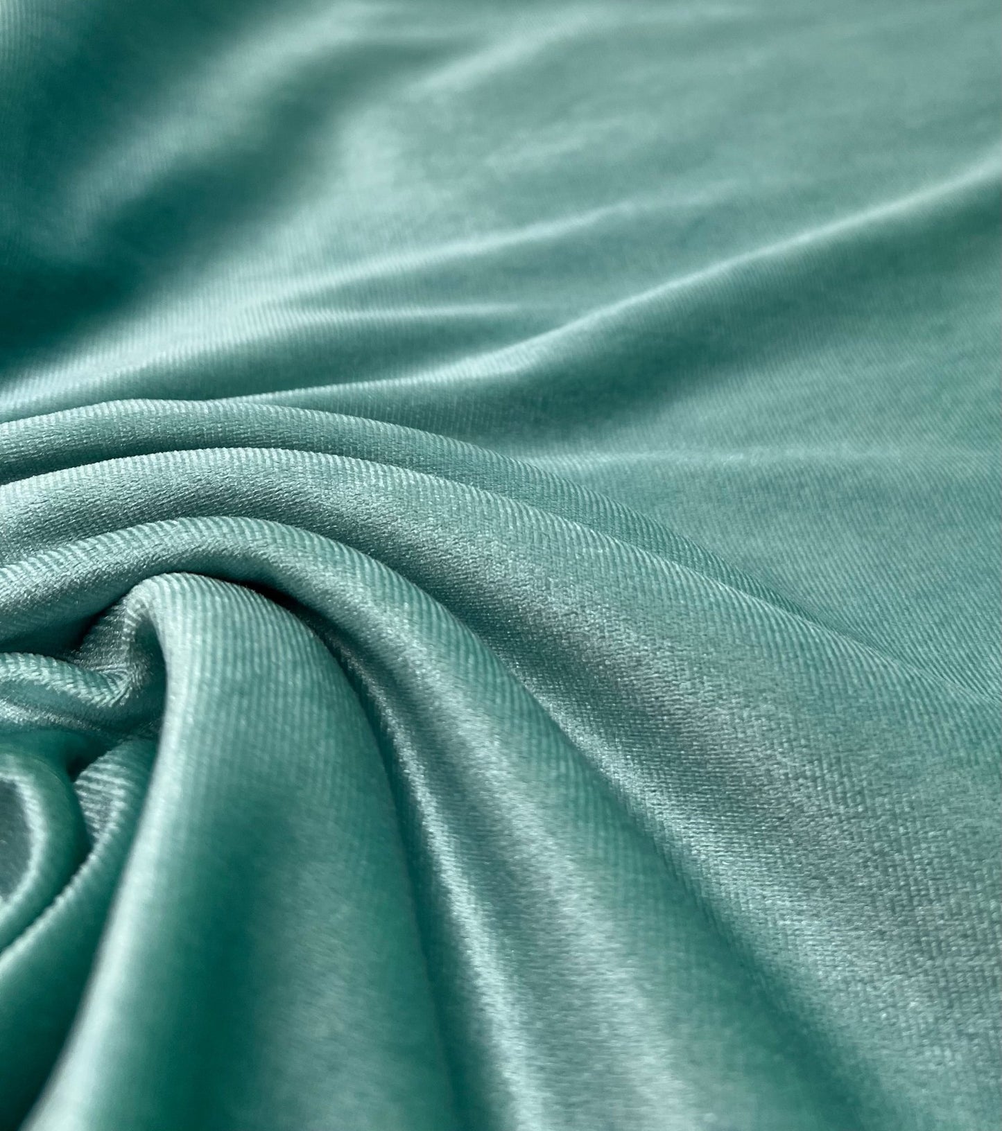 Sage Green Plain Velour Spandex Stretch Fabric - T9 Fabrics