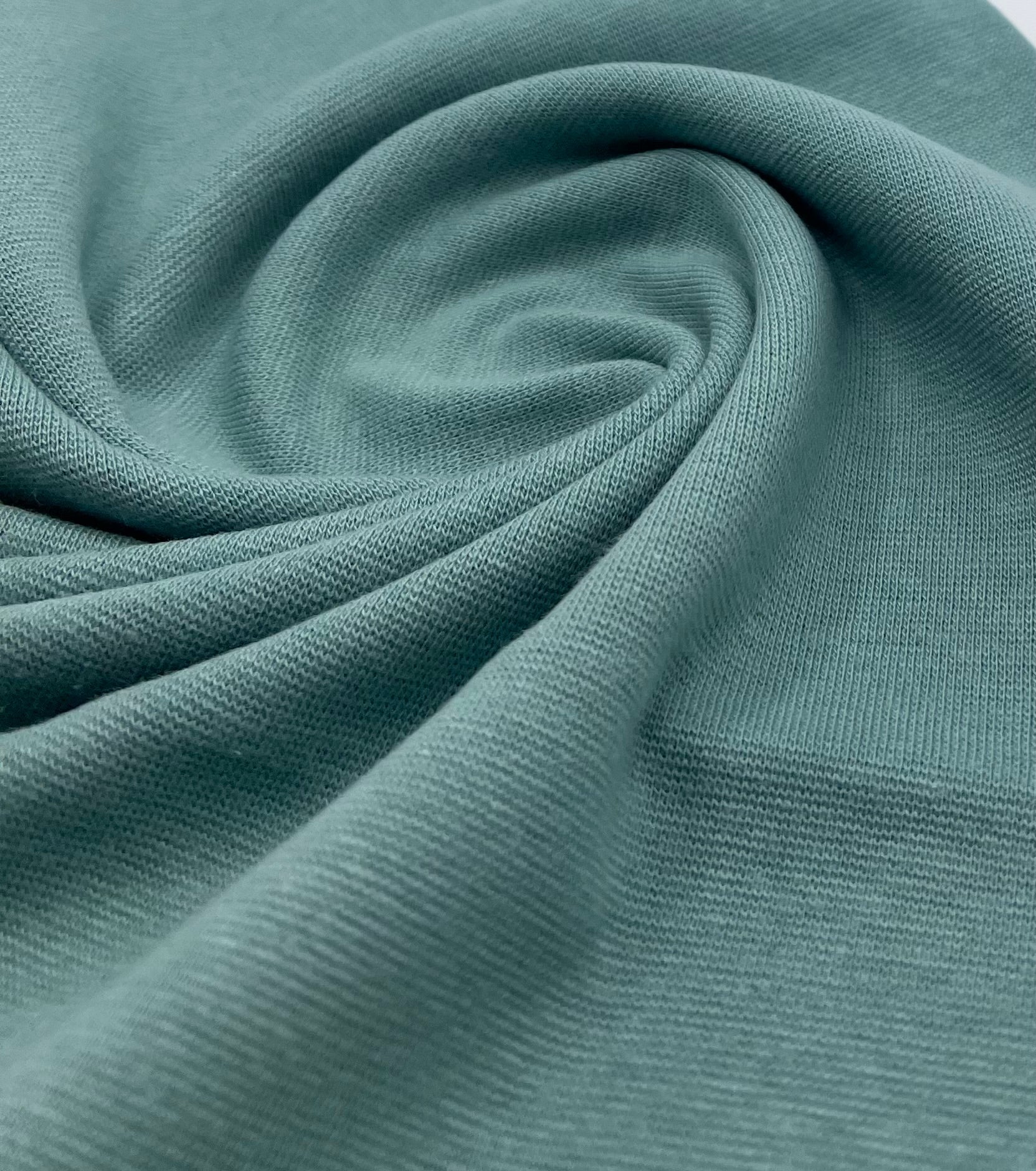 Sage Jersey Cuffing Ribbing Fabric 270 GSM Cotton Knit 70cm Wide - T9 Fabrics