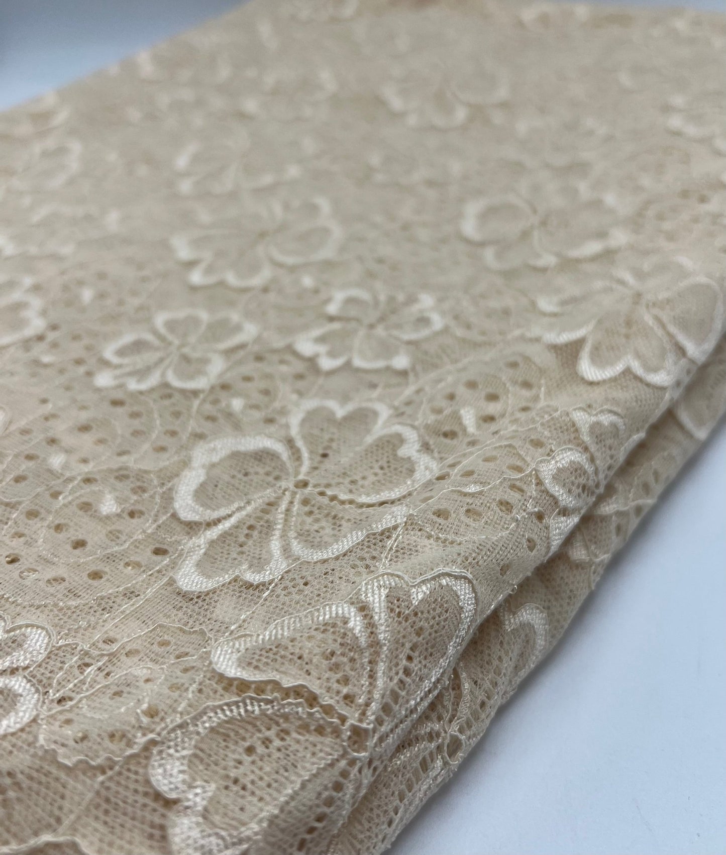 Sand Floral Lace Fabric Stretch - T9 Fabrics