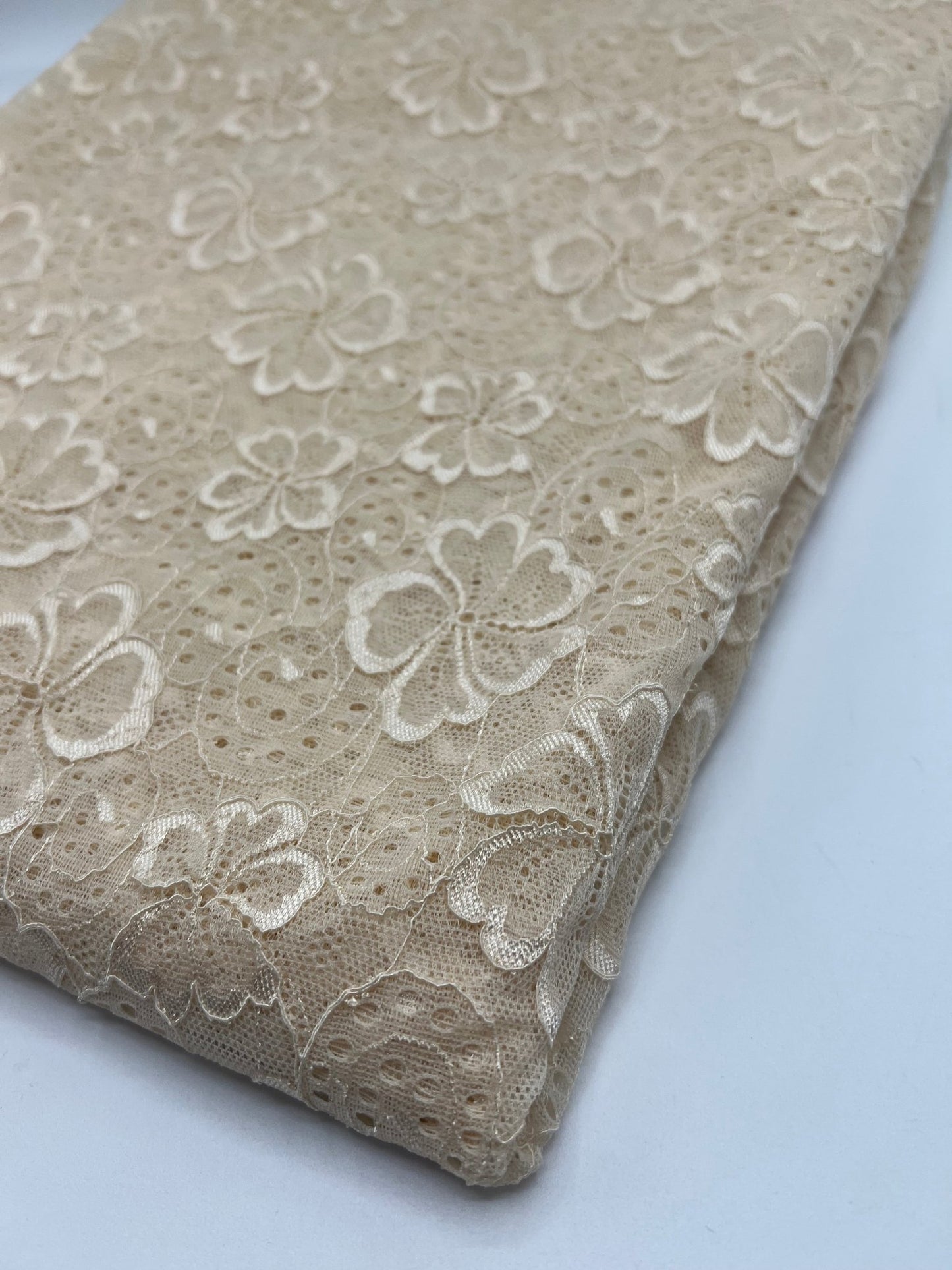 Sand Floral Lace Fabric Stretch - T9 Fabrics