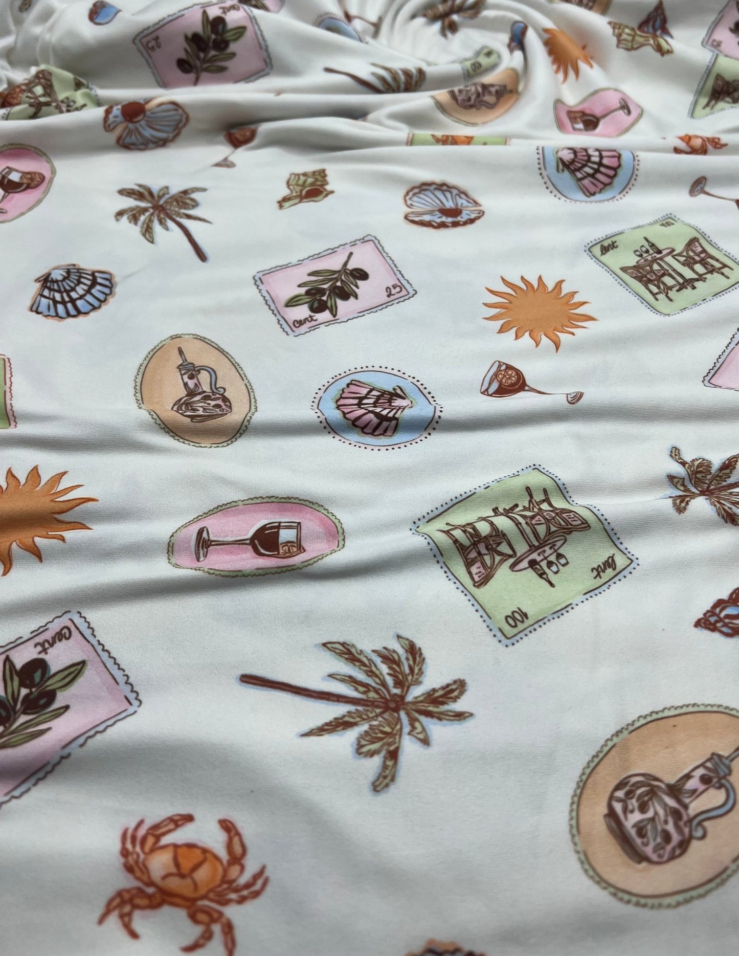 Seaside Super Soft Print Spun Poly Stretch Fabric - T9 Fabrics