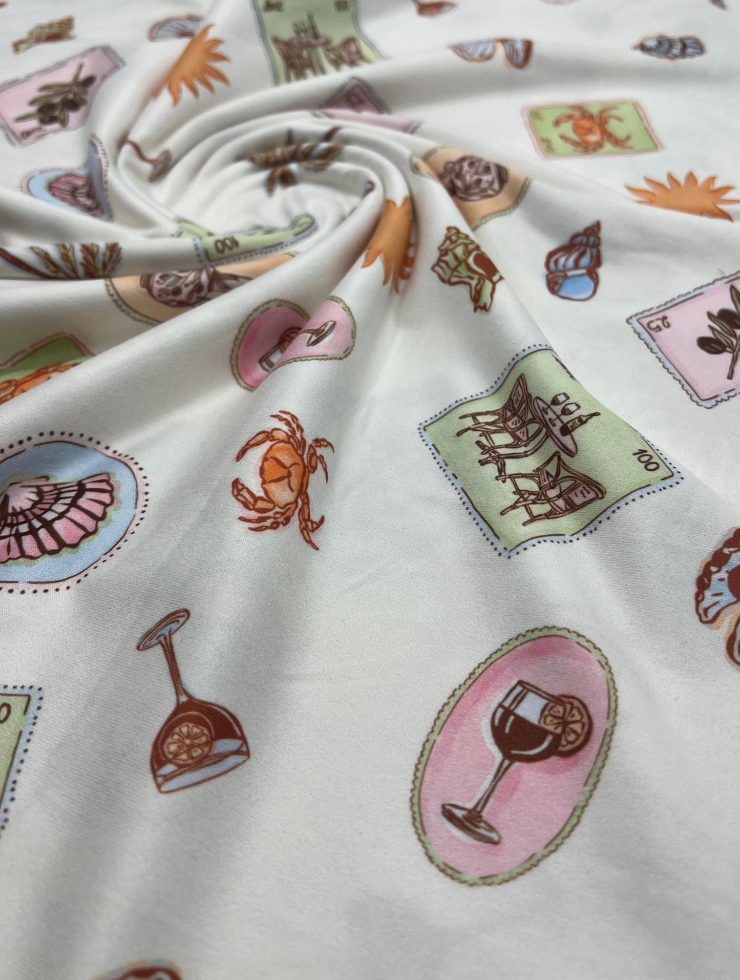 Seaside Super Soft Print Spun Poly Stretch Fabric - T9 Fabrics