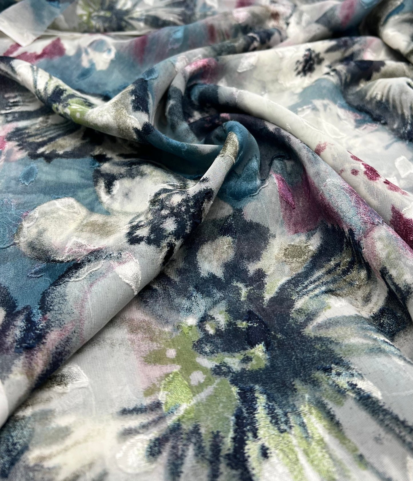 Shiny Floral Textured Printed Chiffon Dress Fabric - T9 Fabrics