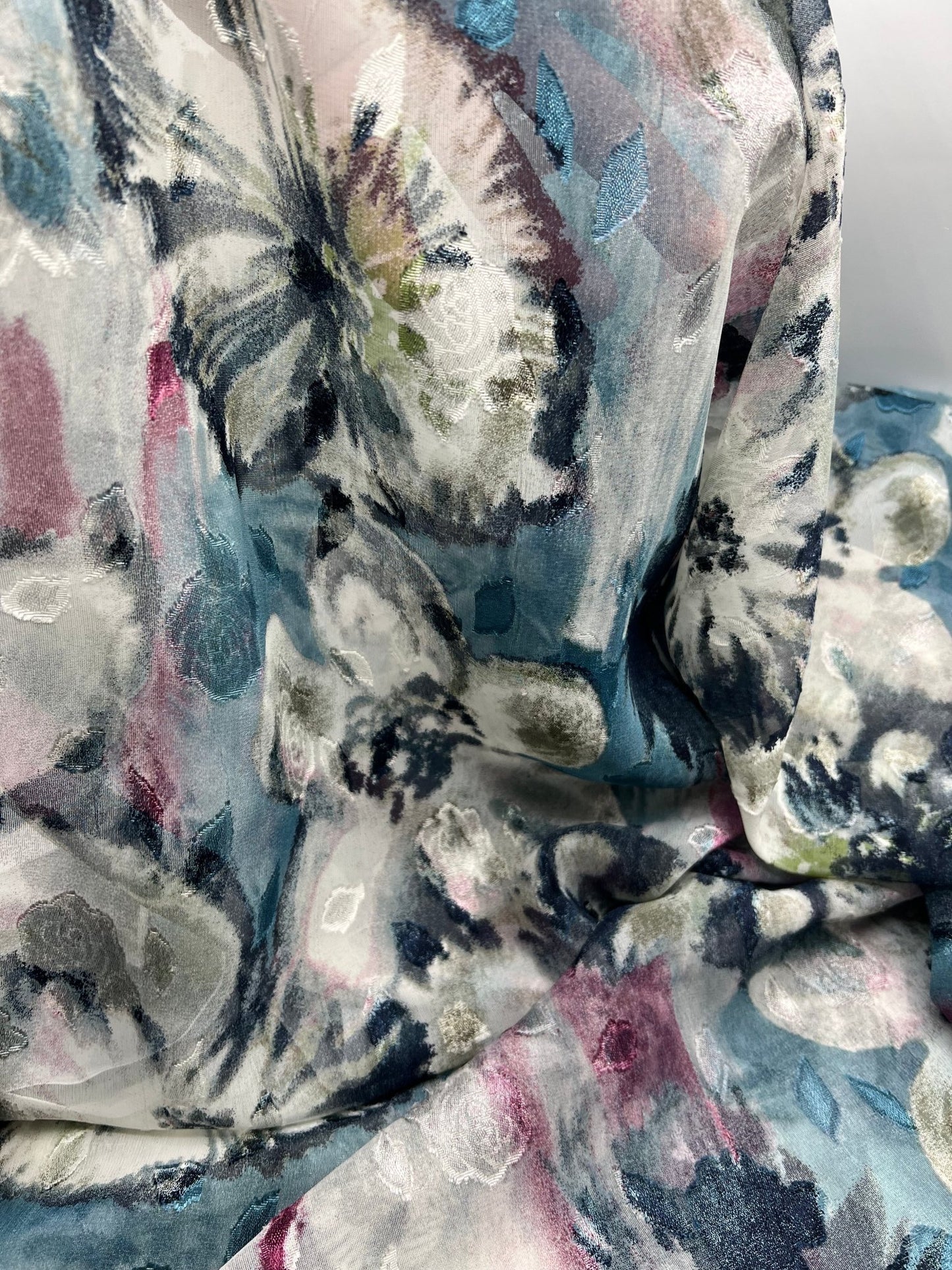 Shiny Floral Textured Printed Chiffon Dress Fabric - T9 Fabrics