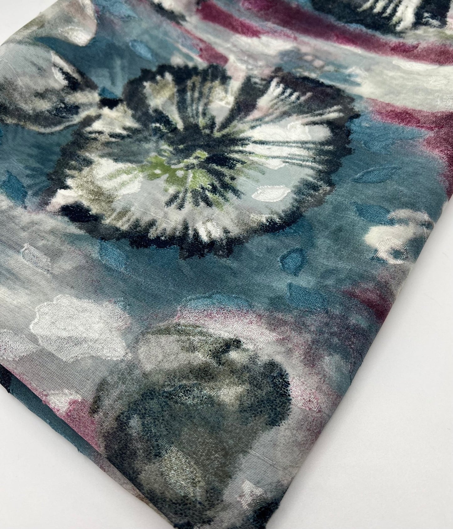 Shiny Floral Textured Printed Chiffon Dress Fabric - T9 Fabrics