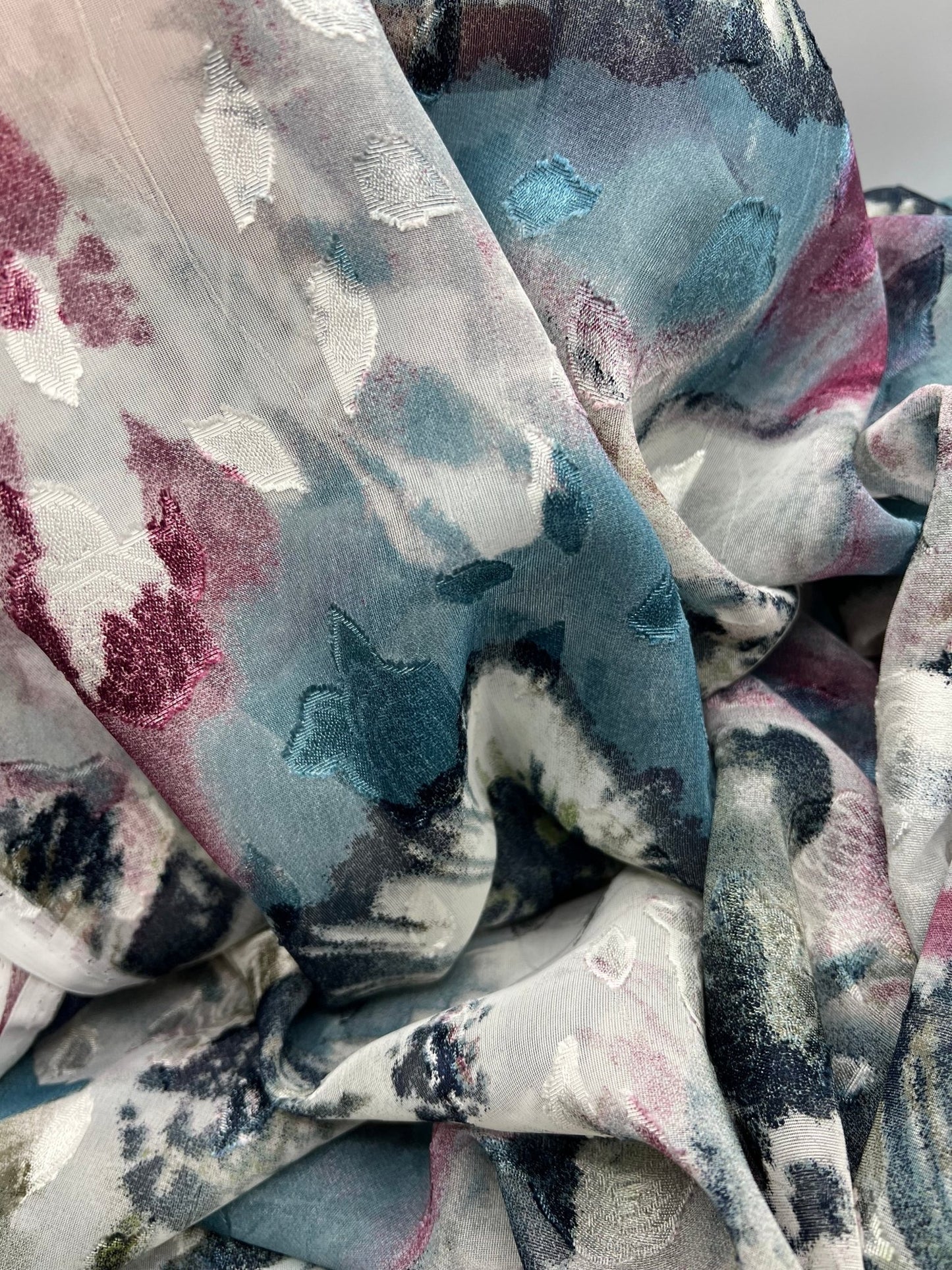 Shiny Floral Textured Printed Chiffon Dress Fabric - T9 Fabrics