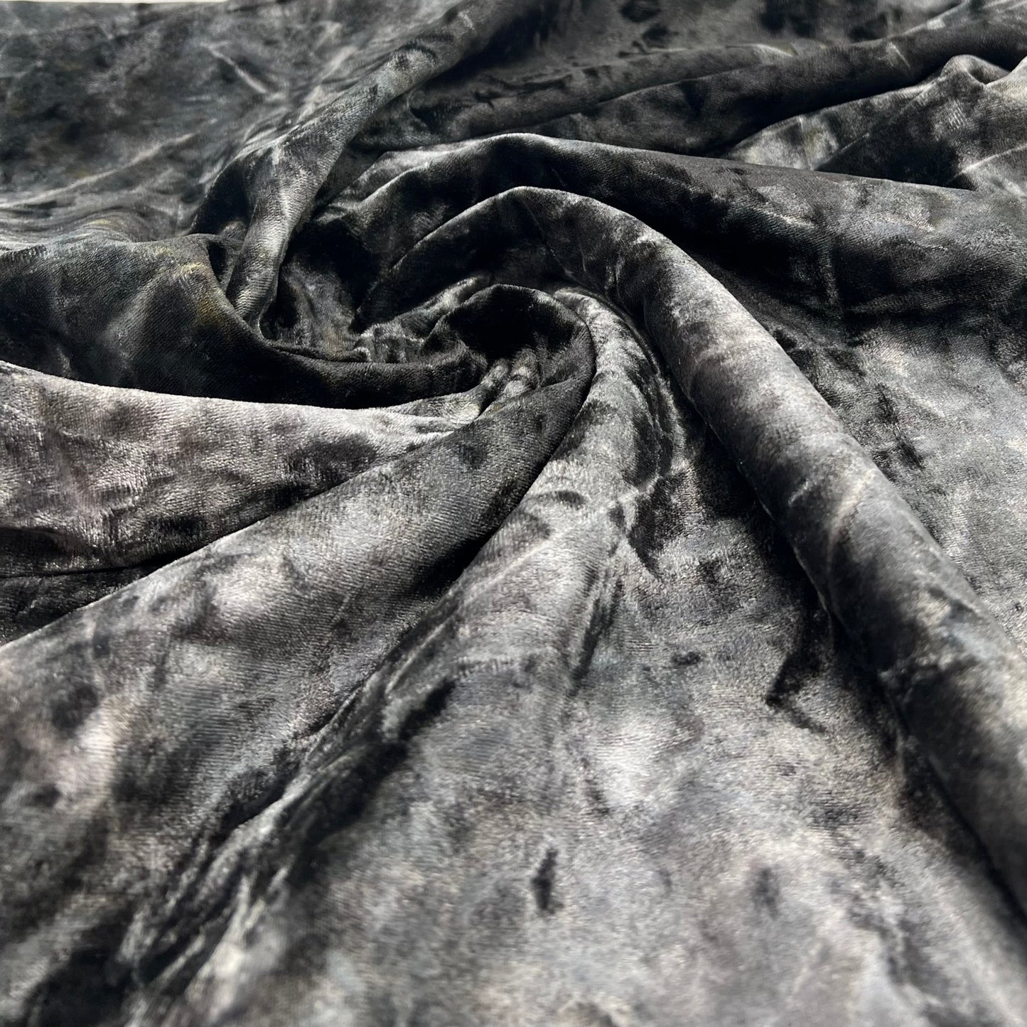 Silver Grey Crushed Velour Spandex Stretch Fabric - T9 Fabrics