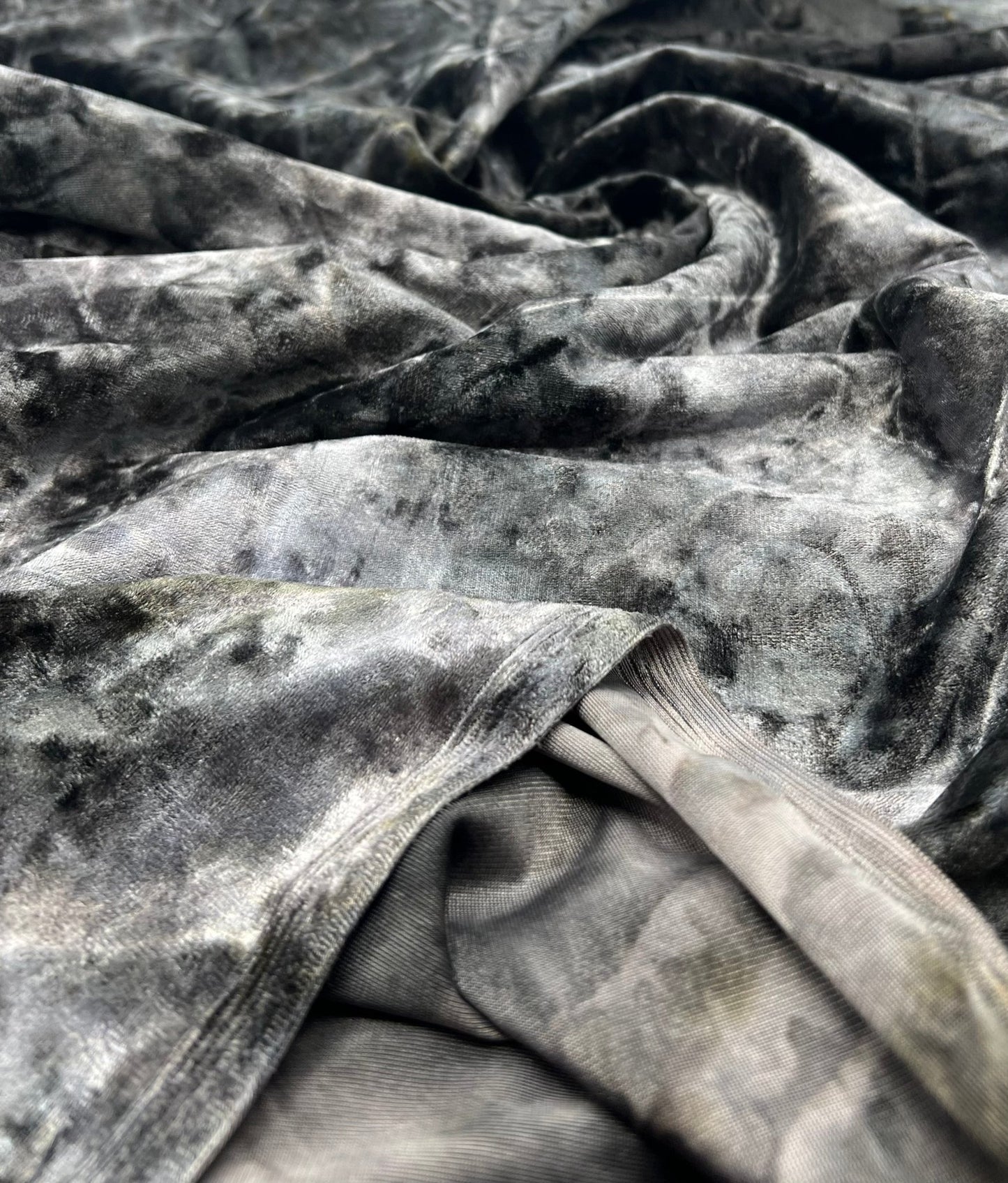 Silver Grey Crushed Velour Spandex Stretch Fabric - T9 Fabrics