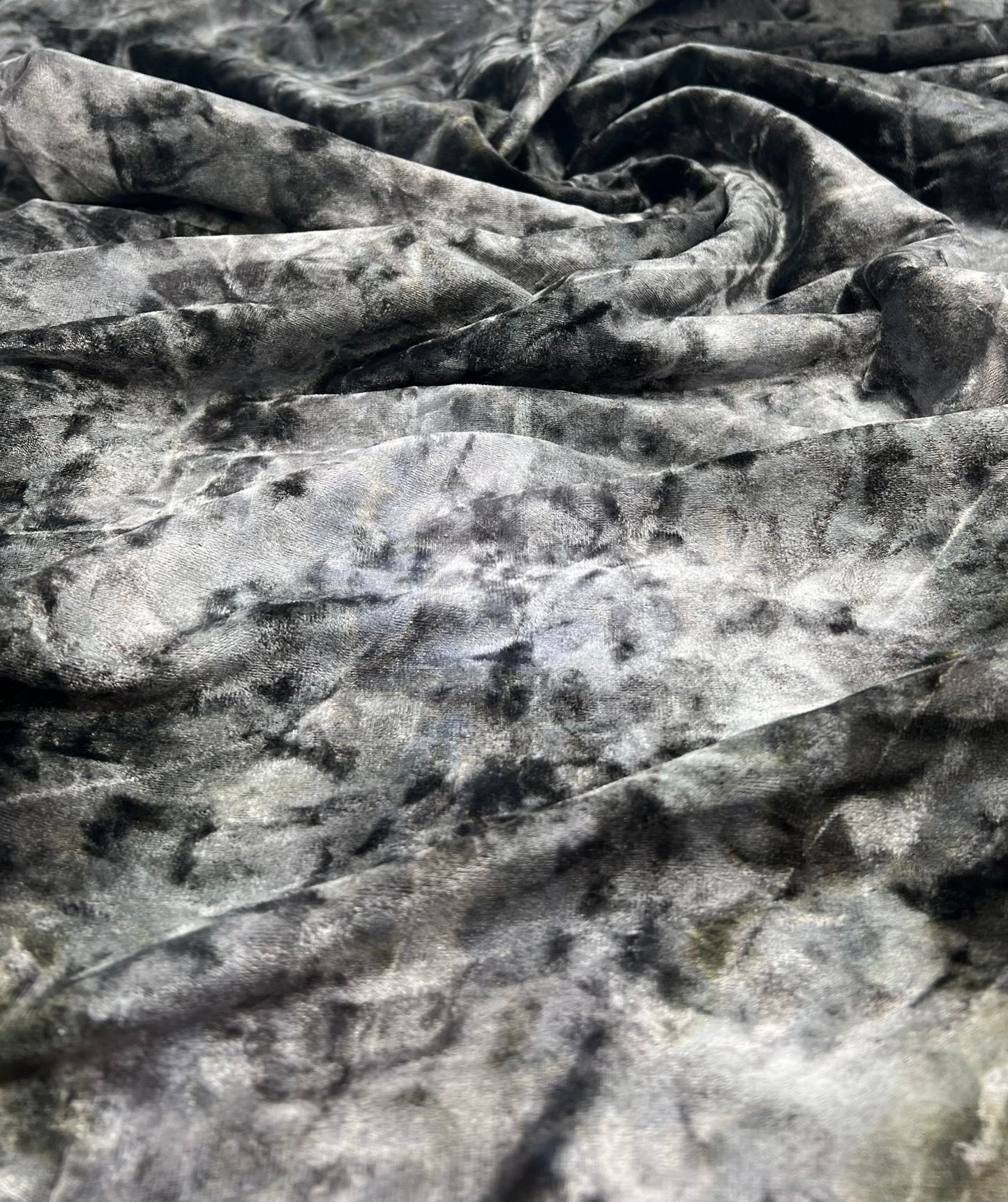Silver Grey Crushed Velour Spandex Stretch Fabric - T9 Fabrics