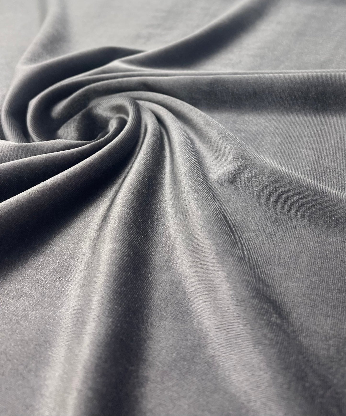 Silver Grey Plain Velour Spandex Stretch Fabric - T9 Fabrics