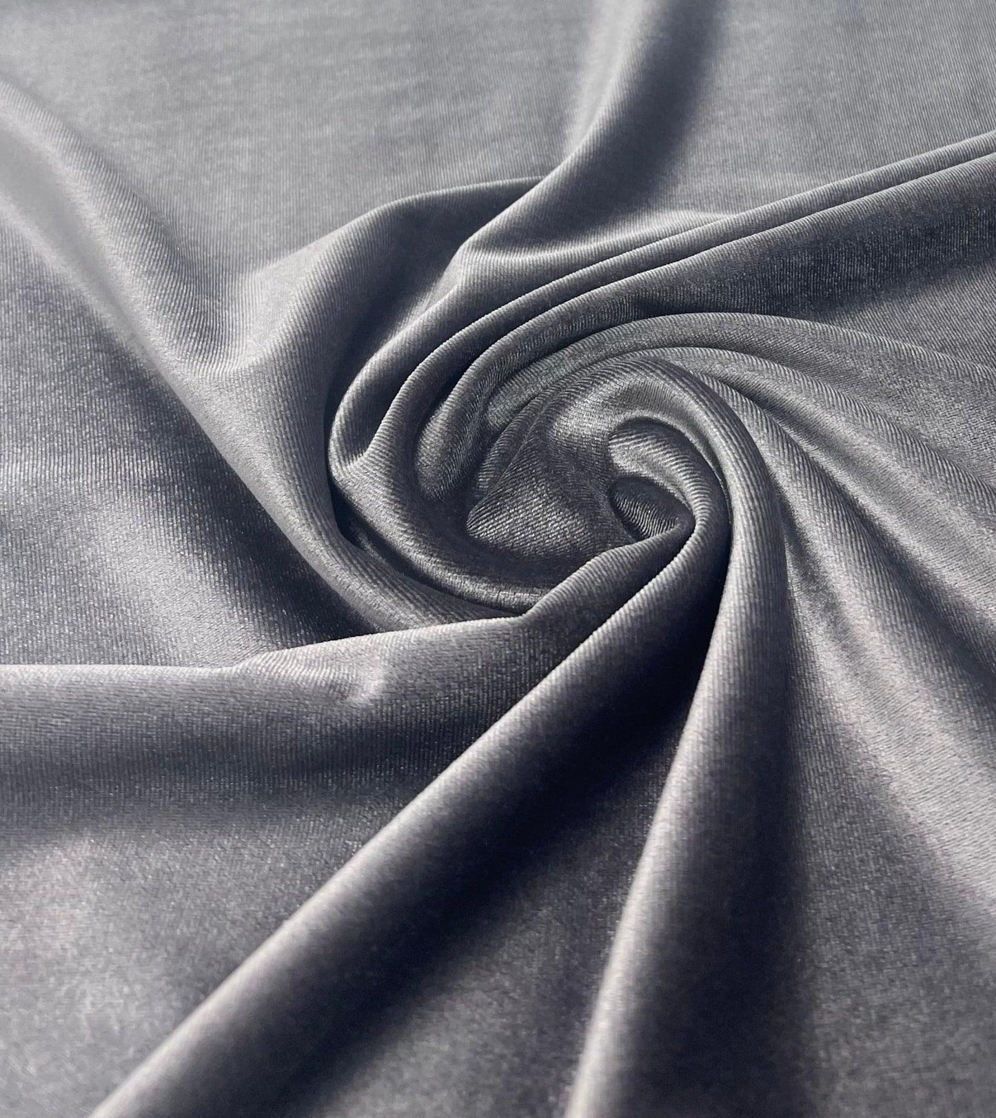 Silver Grey Plain Velour Spandex Stretch Fabric - T9 Fabrics