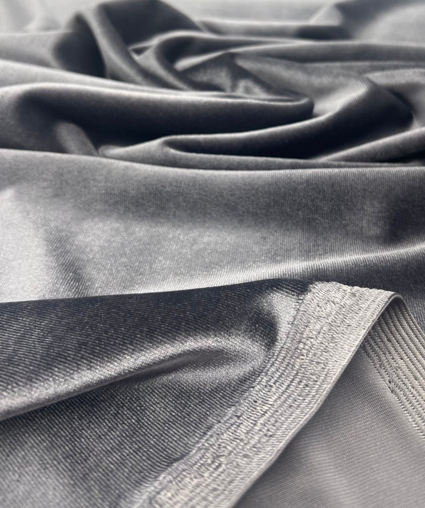 Silver Grey Plain Velour Spandex Stretch Fabric - T9 Fabrics