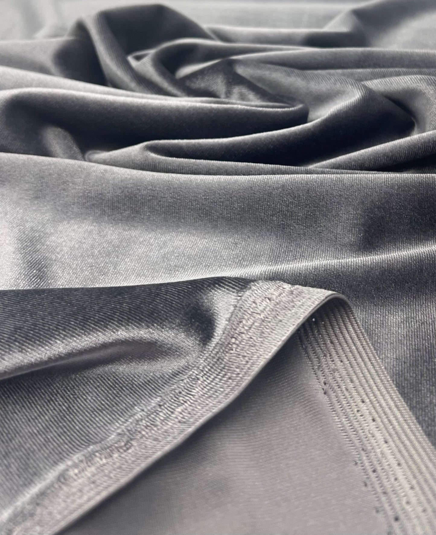Silver Grey Plain Velour Spandex Stretch Fabric - T9 Fabrics