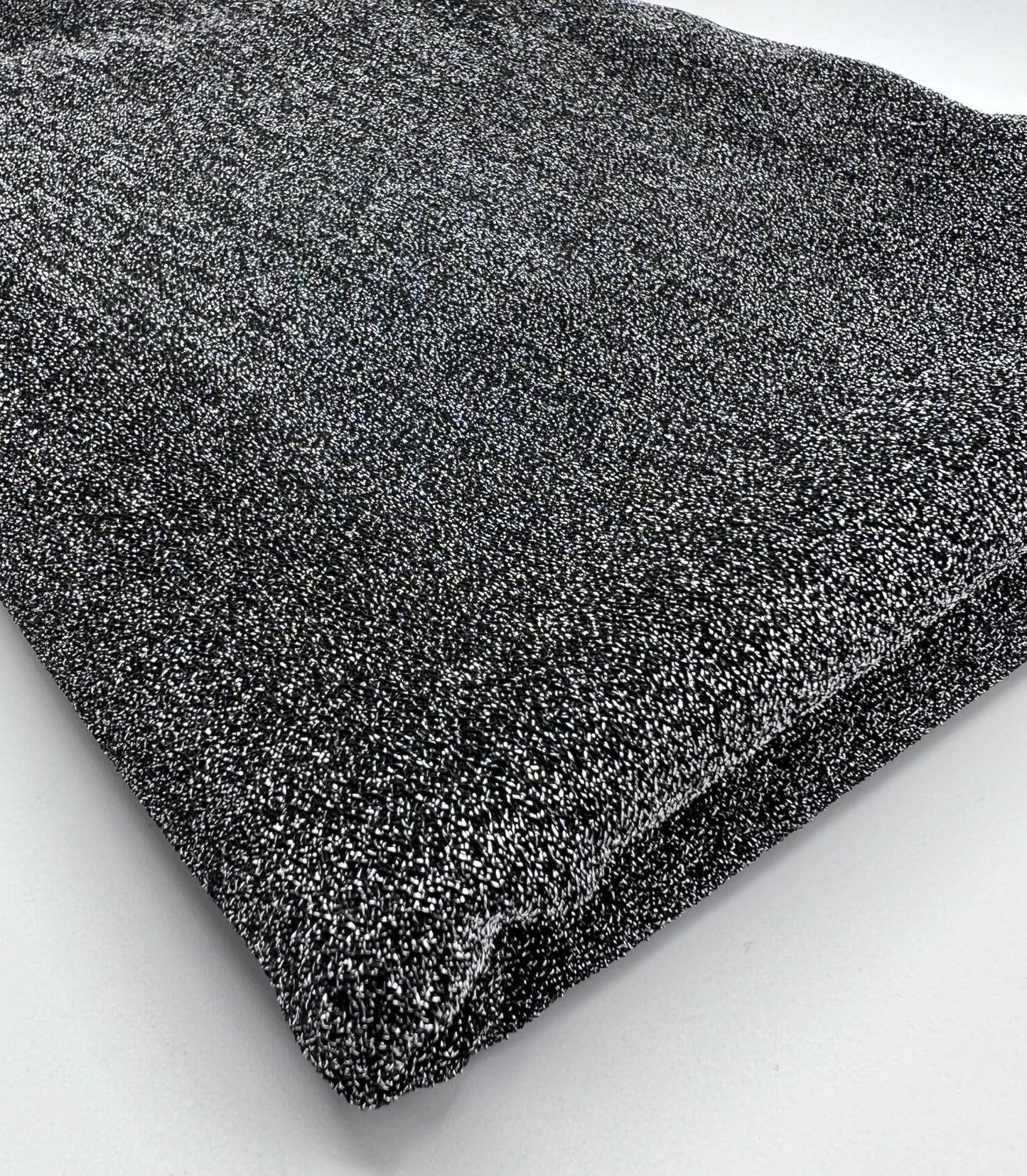 Silver Grey Sparkle Detail Black Lurex Fabric - T9 Fabrics