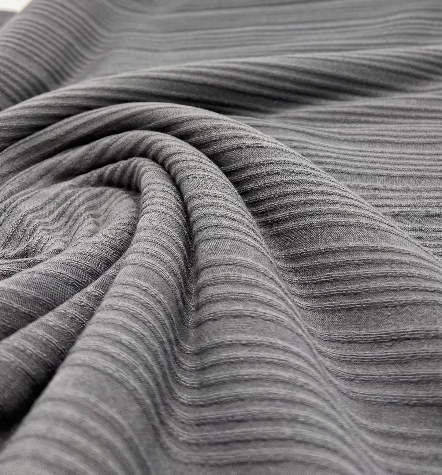 Slate Grey Textured Stripe Rib Stretch Fabric - T9 Fabrics