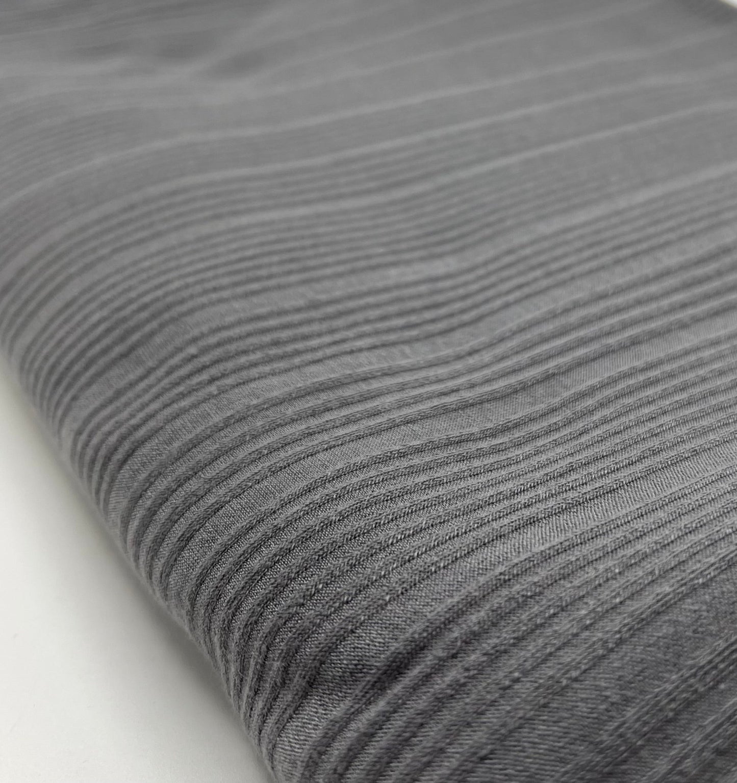 Slate Grey Textured Stripe Rib Stretch Fabric - T9 Fabrics
